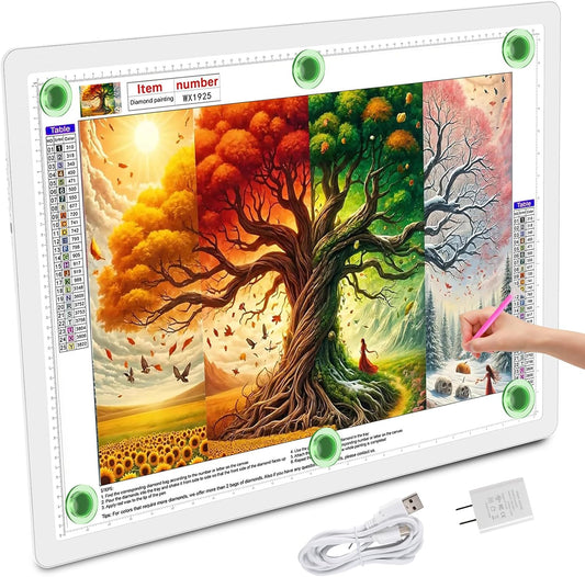 TOHETO A2 Light Pad 25.2''x18.4'', Large Magnetic LED Light Board for Diamond Painting, 3-Color Modes Light Box for Tracing, 6-Level & Stepless Dimmerable Diamond Art Light Table for Drawing,Sketching