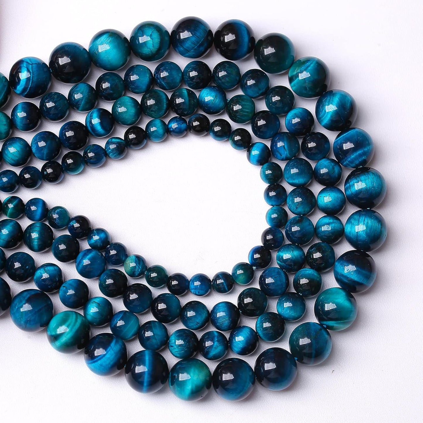 120PCS 6mm Blue Tiger Eye Gemstone Loose Beads Natural Round Loose Stone Beads for Jewelry Making DIY Bracelet Necklace Earrings 2 Strand 32"