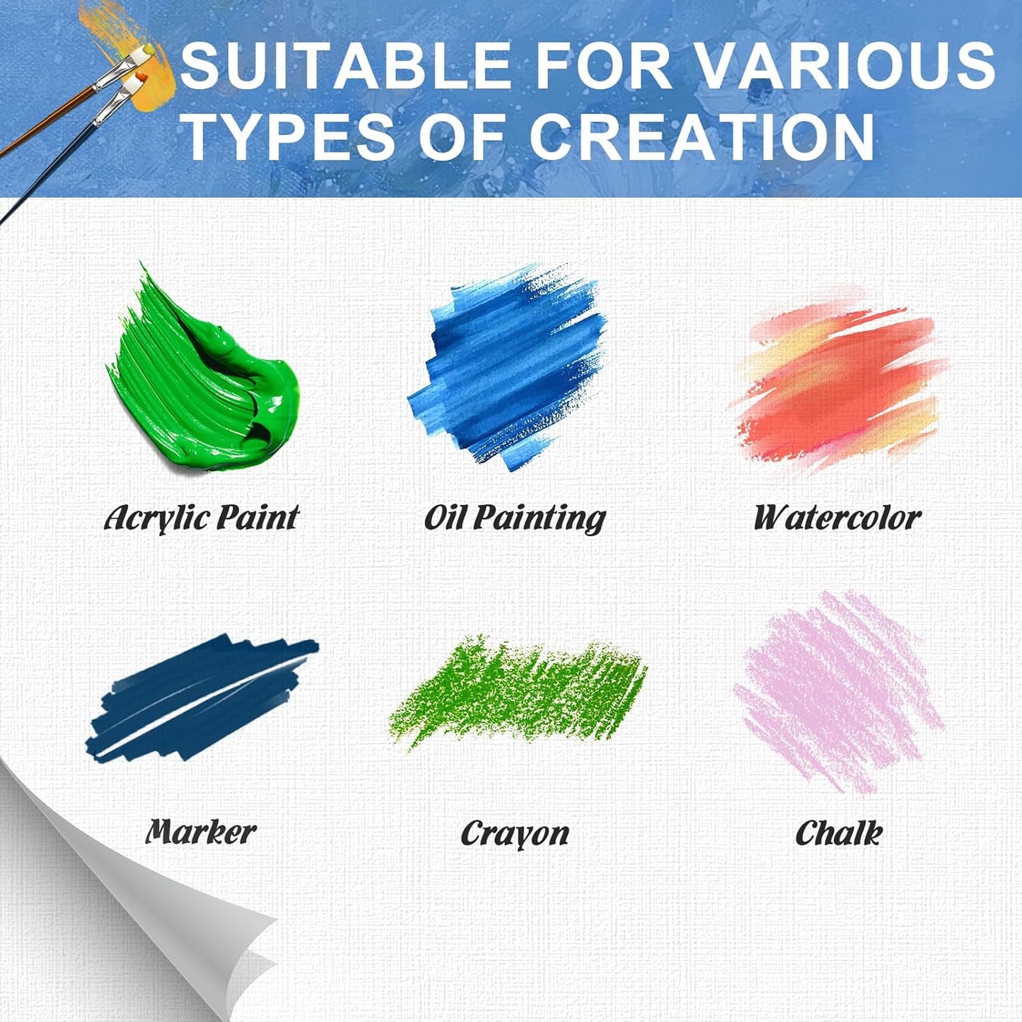 ESRICH Canvas Boards for Painting, 2 Pack Canvas for Painting 11x14 Cotton Primed Acid Free Blank Canvas Panels for Oil Paint, Watercolor, Acrylic Paint, Gouache and Tempera.