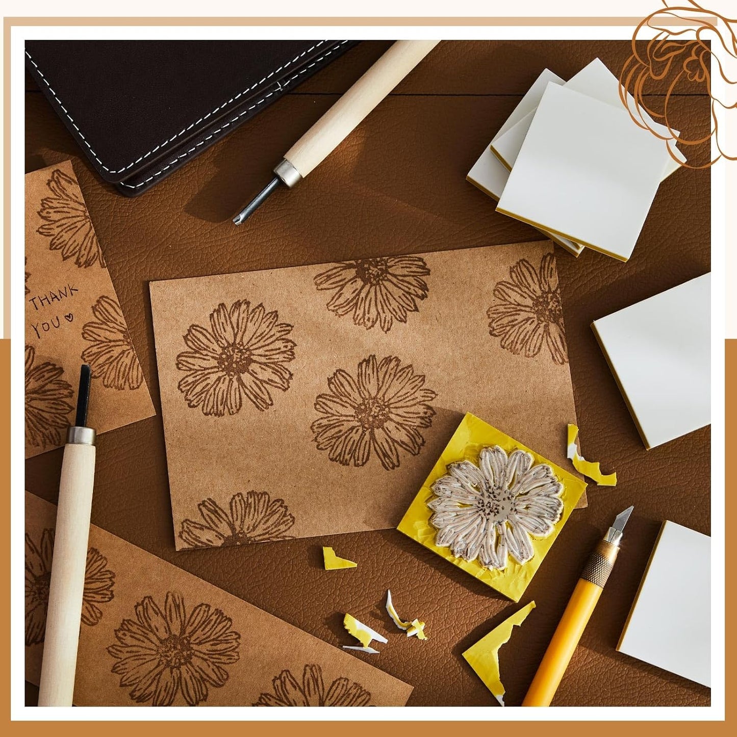 Frienda 24 Pcs 2" x 2" Rubber Carving Blocks Linoleum Blocks for Printmaking, Stamp Making, DIY Crafting, Scrapbook, Painting, Soft and Easy to Carve (White Yellow)