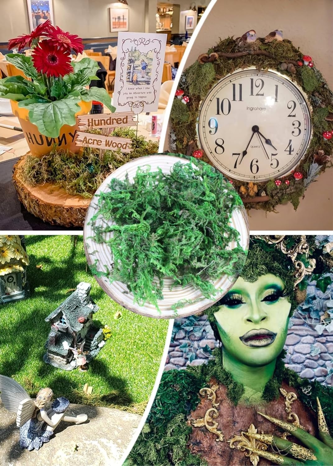 Artificial Moss, 10.5 OZ Green Moss for Decorating, Faux Moss for Crafts, Decorative Moss for Plants Indoor, Table Centerpieces, Fairy Garden Wedding Decor, Fake Moss Decor