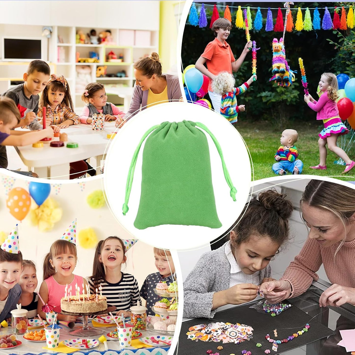 Velvet Drawstring Jewelry Bag, 50Pcs Green Coin Pouch, 3x4 Dice Bag, Or Wrapping Halloween Party Favors, Small Jewelry, Small Bussiness, Palm Crosses, Necklaces, Bracelet