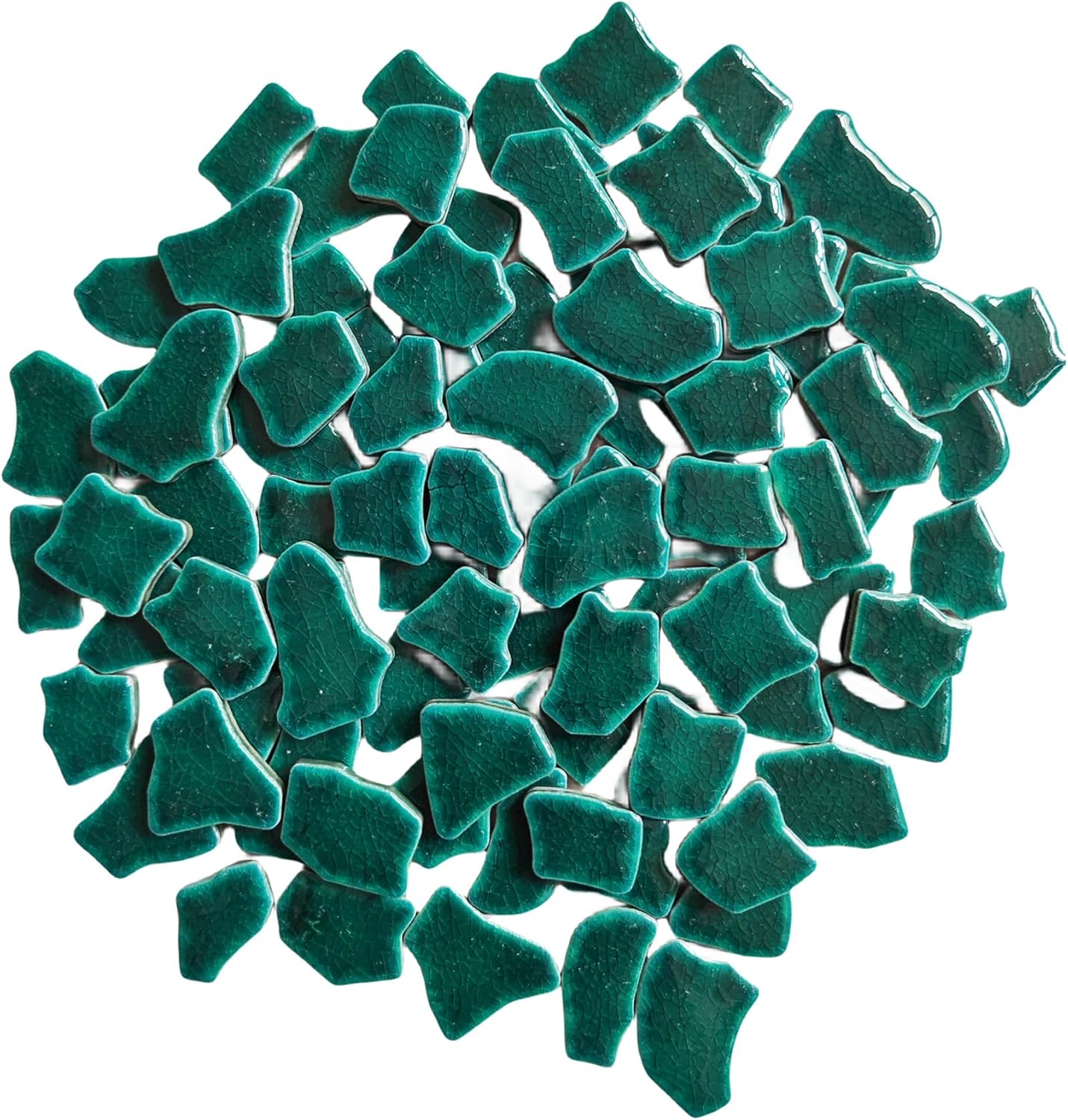 0.78"-1.57" Irregular Ceramics Mosaic Tiles,1.1LB Mosaic Pieces Stones for Home Decoration DIY Craft Plates Flowerpots Vases Cups Mosaic Making Supplies (Cracked Ice Green)