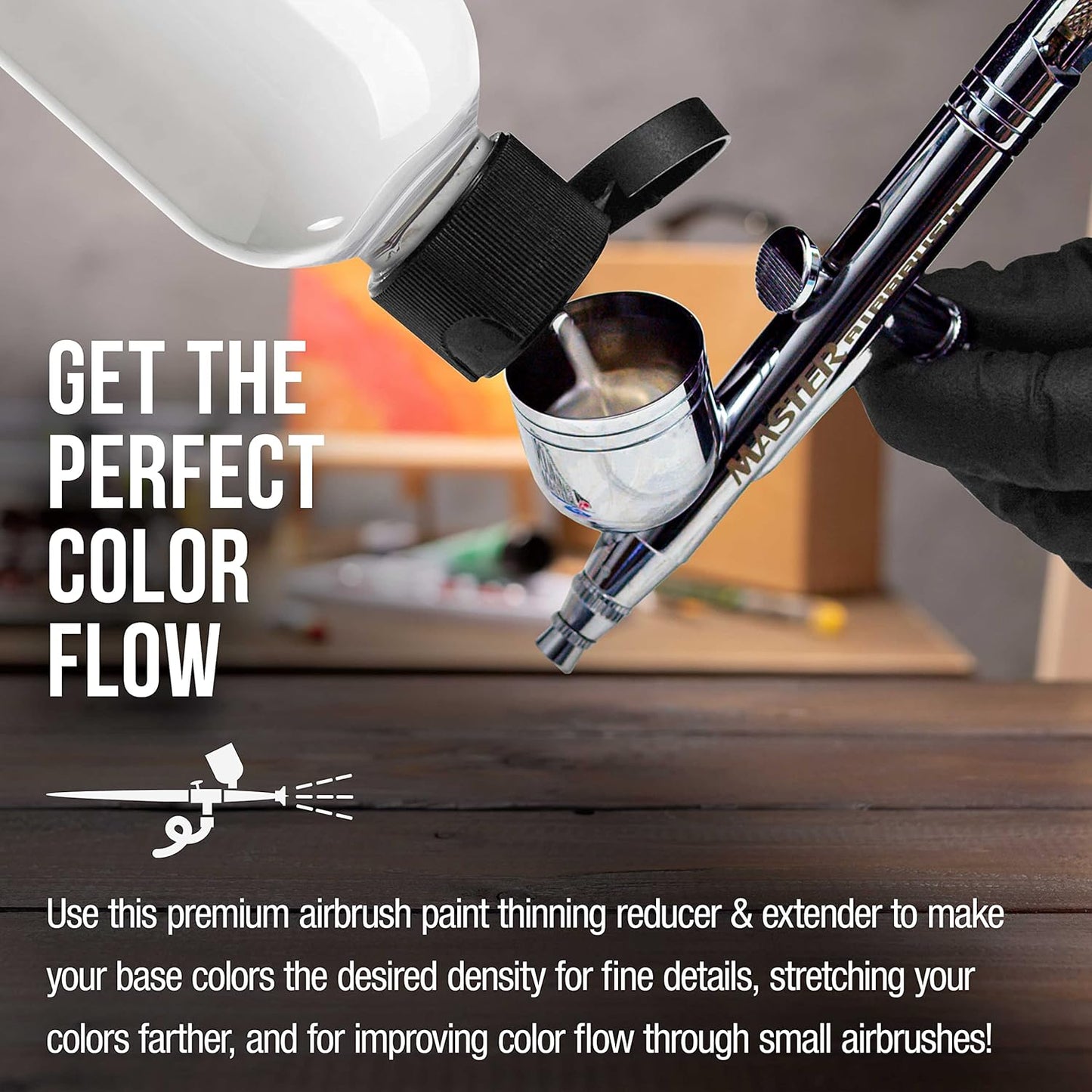 U.S. Art Supply 4-Ounce Airbrush Thinner Reducer and Extender Base for Acrylic Paints - Airbrush Paint Thinner, Reduces Viscosity, Improves Flow, Thins Acrylic Pouring Paint