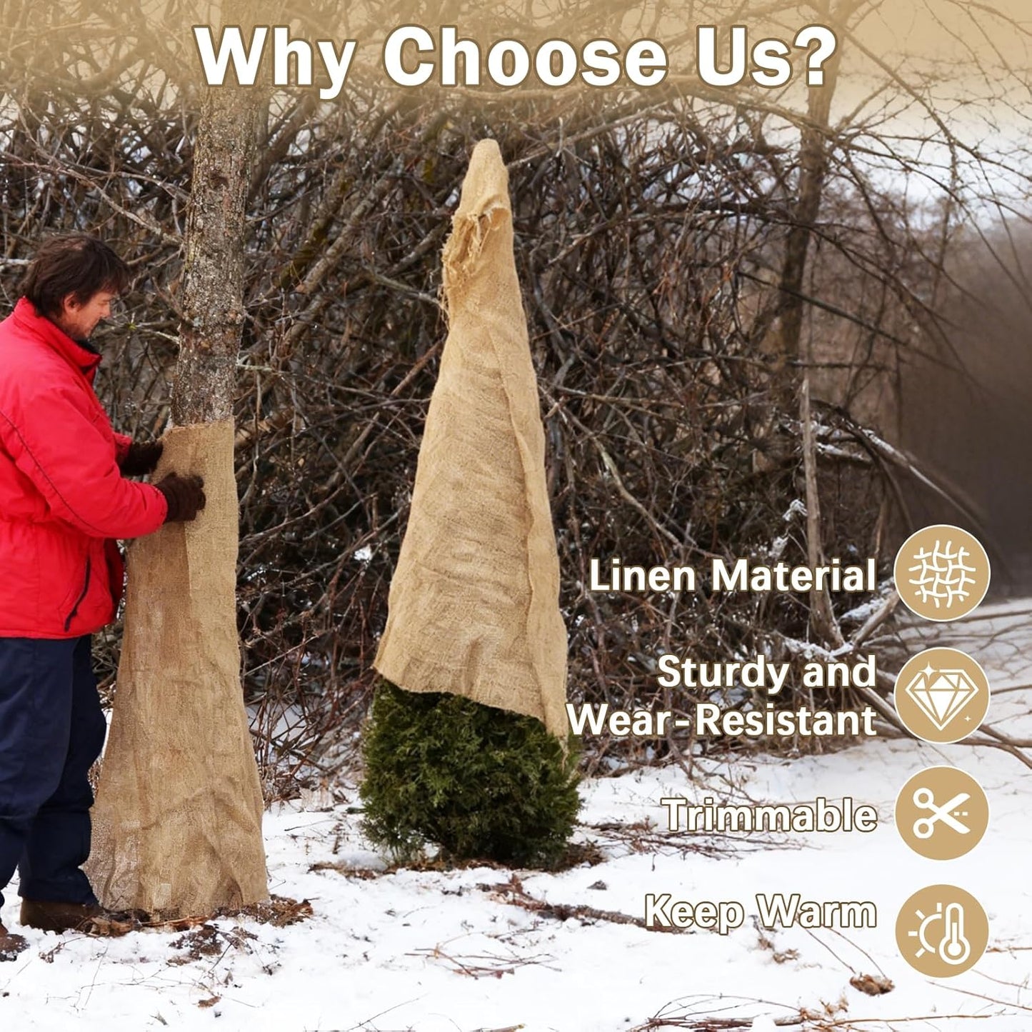 40InX82FT Burlap Rolls Multipurpose Jute Burlap Fabric for Garden Tree Wrap Outdoor Weed Barrier Protection for Plant Shrubs DIY Craft Projects and Party Decor