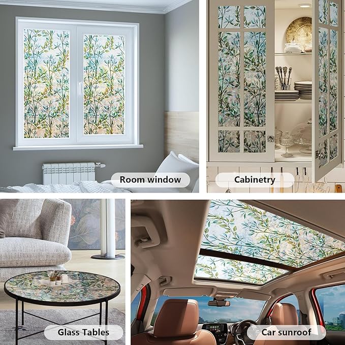 Finnez Window Privacy Film 3D Static Cling Window Film, No Glue Heat Control & 96% UV Blocking for Home Office, Decorative Frosted Glass Cover 29.5 Inch x 13.1 Feet