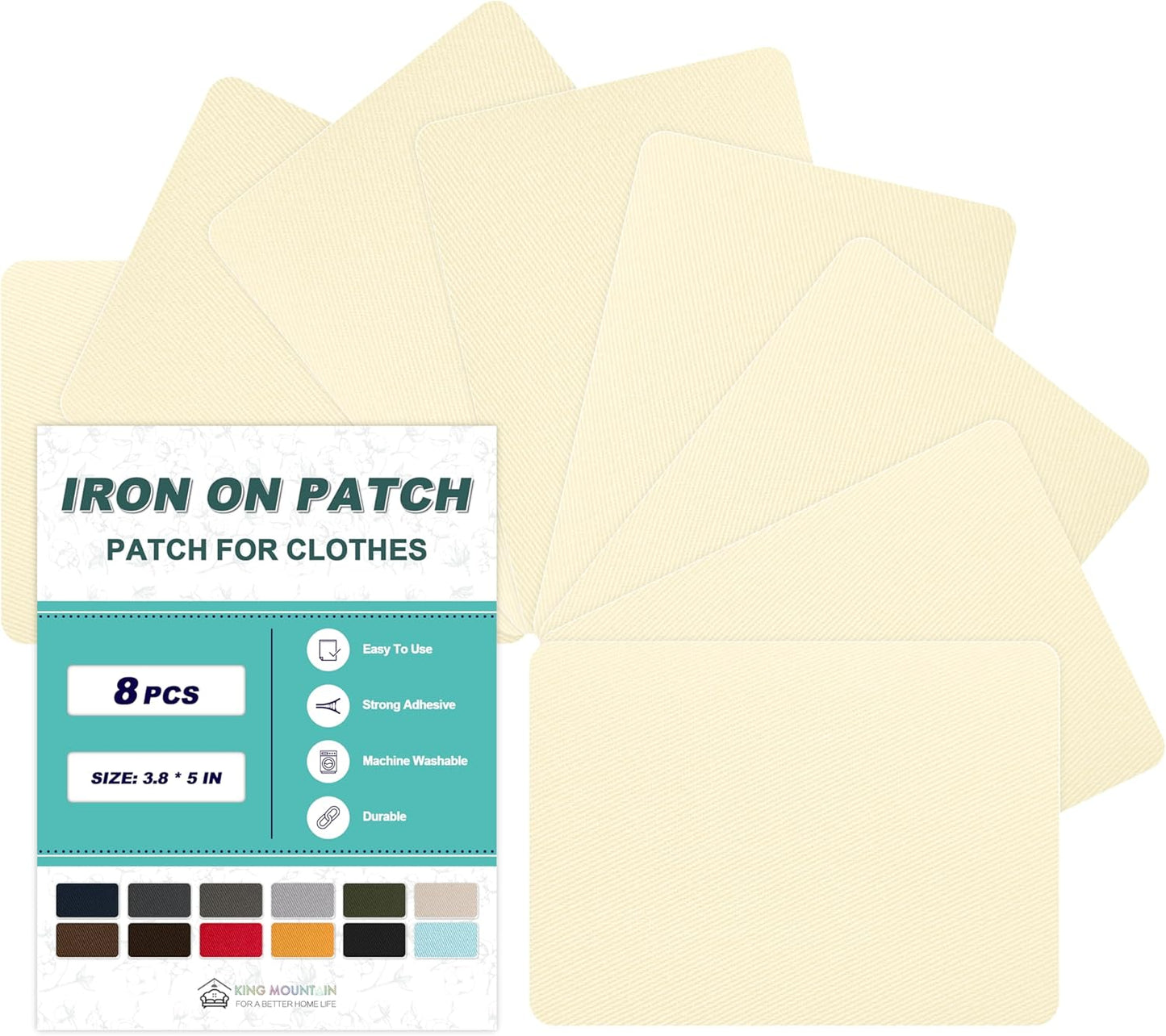 Iron on Patches for Clothes, 8 Pieces Fabric Patches for Clothing, Bag, Hat Repair, Clothing Repair Decorating Kit 3.7" by 4.9" (9.5 cm x 12.5 cm, Light Yellow)