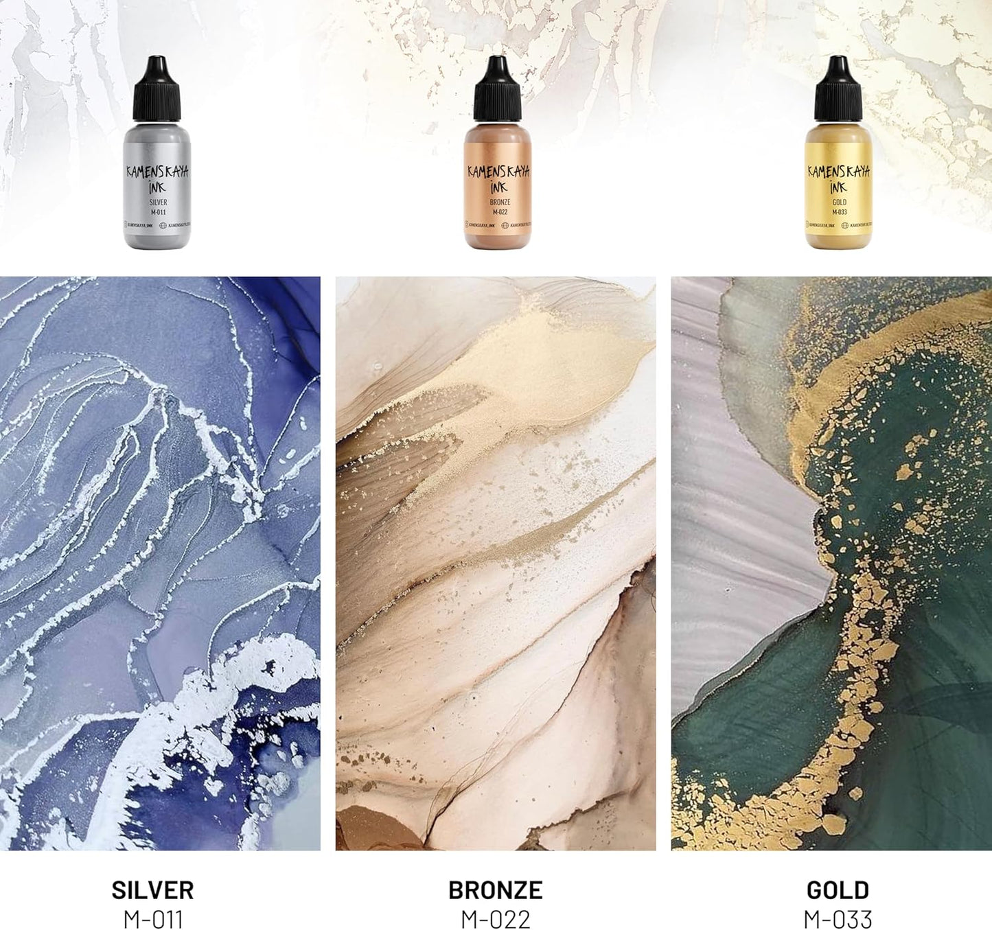 Metallic Alcohol Ink Set: Bronze Alcohol Ink, 3 pcs 0.51 fl oz (15 ml) Each