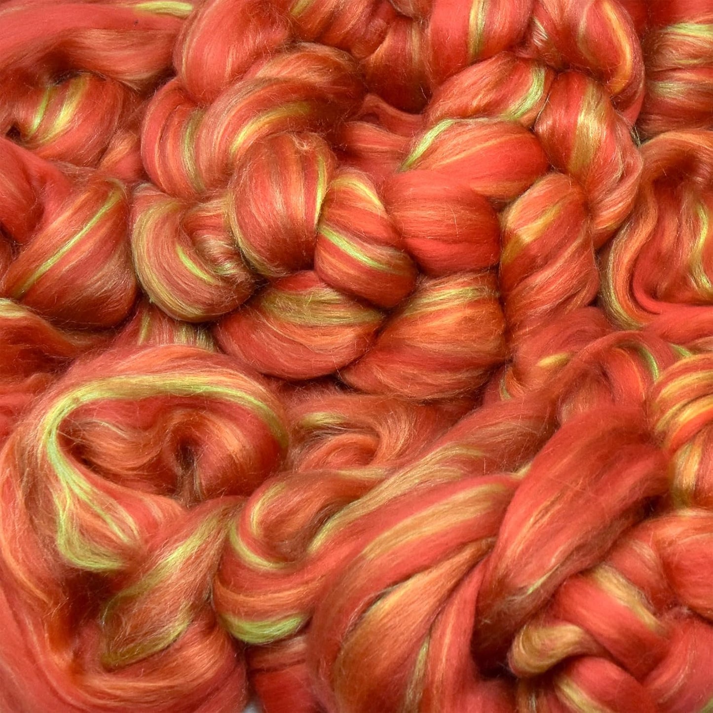 Merino Silk Luxe Tonal Designer Blend. Superfine Merino, Mulberry Silk, Tussah Silk. Top Roving for Spinning or Felting. Crimson Bliss 4oz
