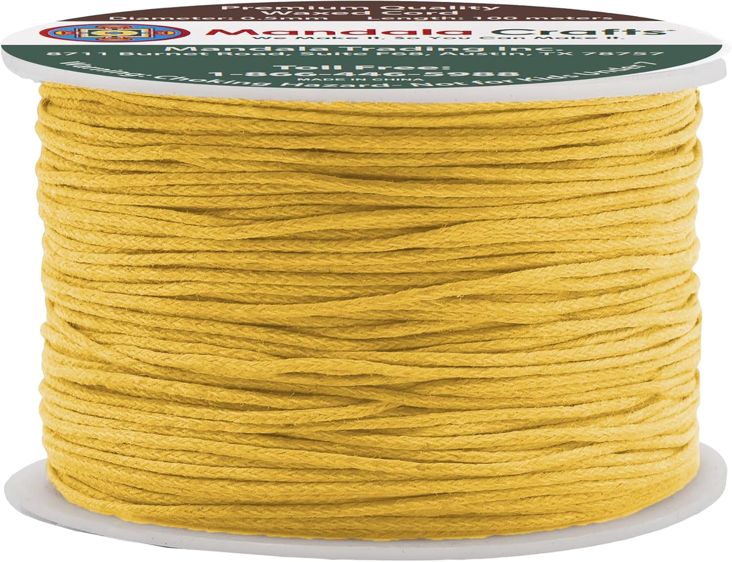 Mandala Crafts 0.5mm 109 Yards Light Gold Cotton Waxed Cord for Jewelry Making Bracelet Cord Waxed String - Beading String Thread Jewelry Cords for Necklaces String