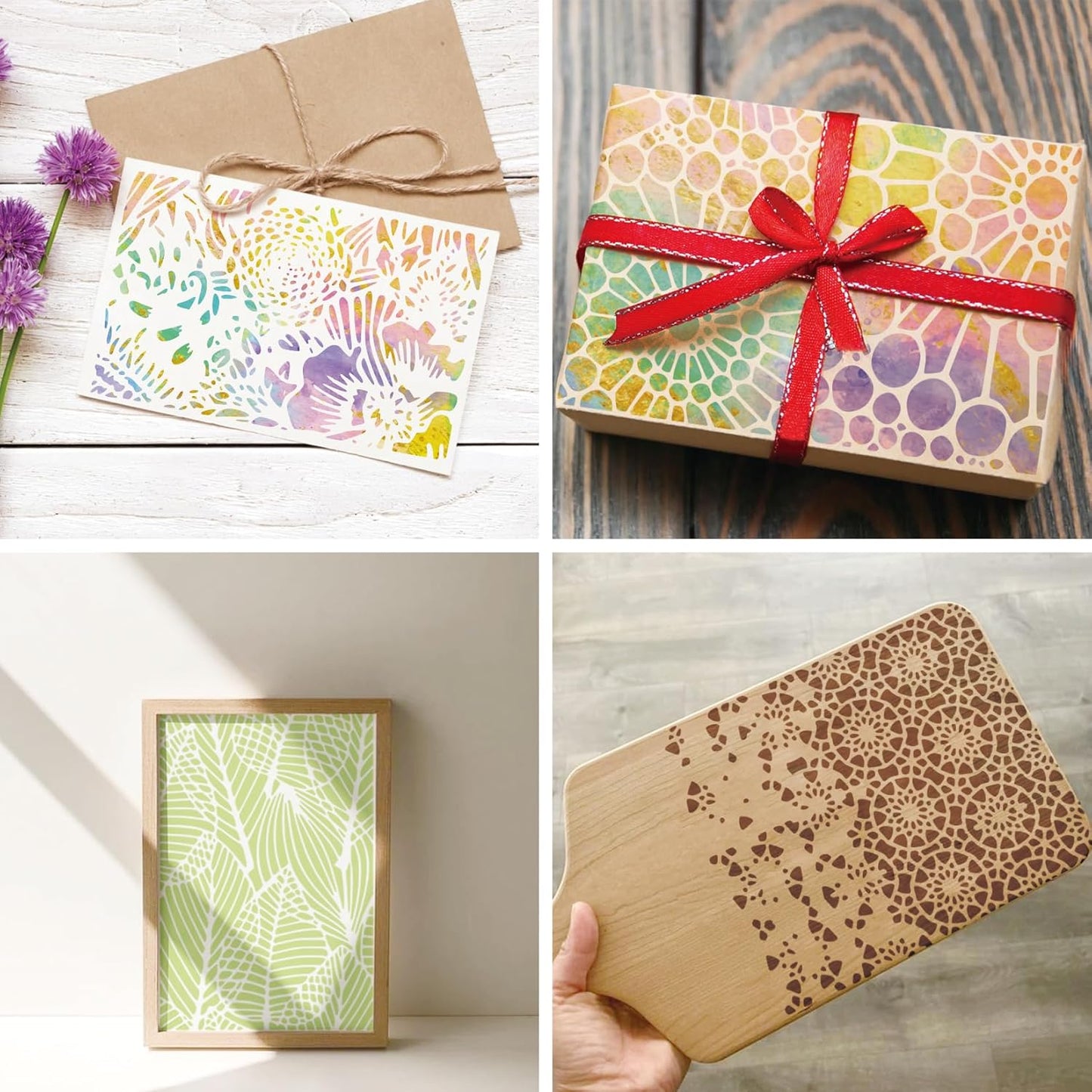 16 Pieces Stencils for Painting, Abstract Texture Mixed Media Art Supplies Crafts Reusable Layering Stencil Brick Pattern Templates for Drawing Card Making Canvas Furniture Paper (Mixed16)