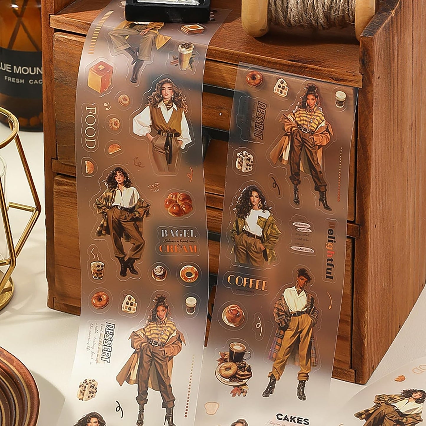 4 Rolls PET Tapes Pre-Cut Washi Tape Stickers for Scrapbooking People Stickers Tape journaling Girl Pattern Tape Sticker Sticker Rolls for Scrapbooking