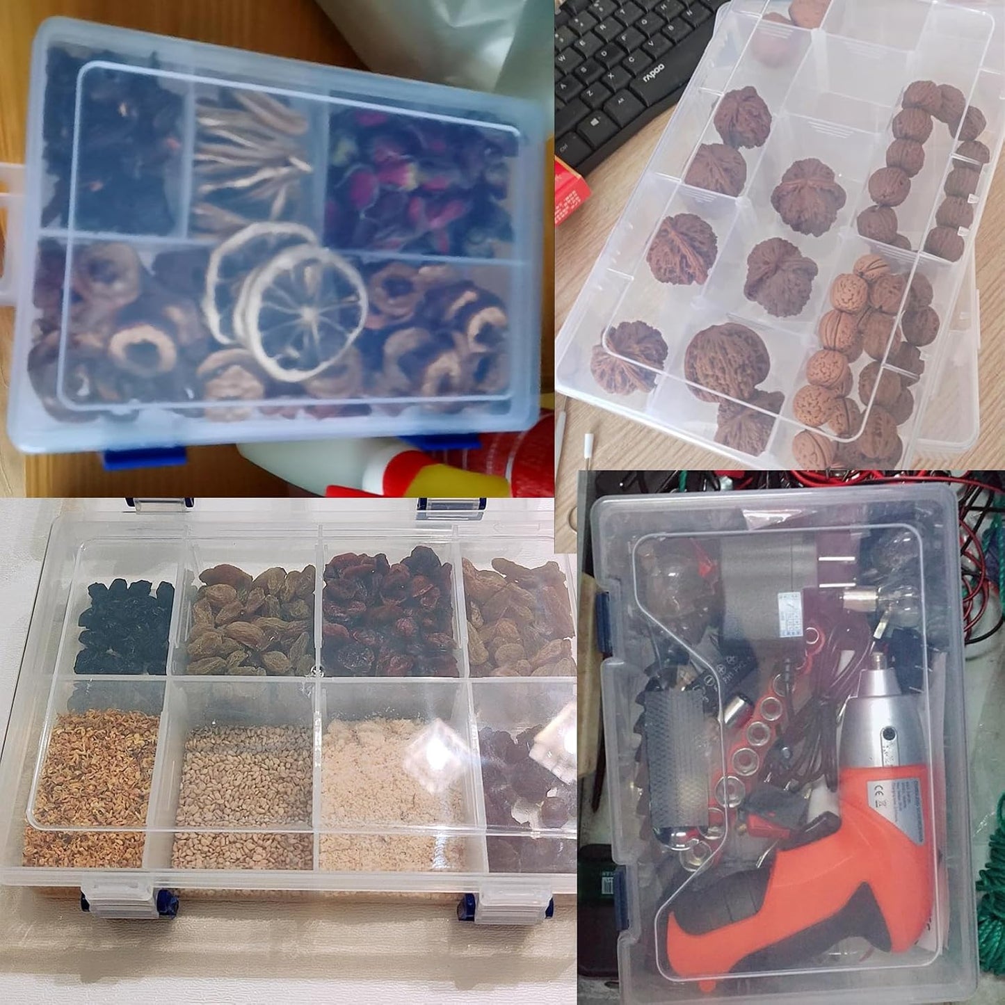 Xiaoyztan Clear Plastic Organizer, 18 Grids with Adjustable Dividers, Jewelry Box Bead Storage Container for Small Parts, Fishing Tackle, DIY Crafts, and Earrings, Overall 7.9 x 5.7 x 1.1 inch