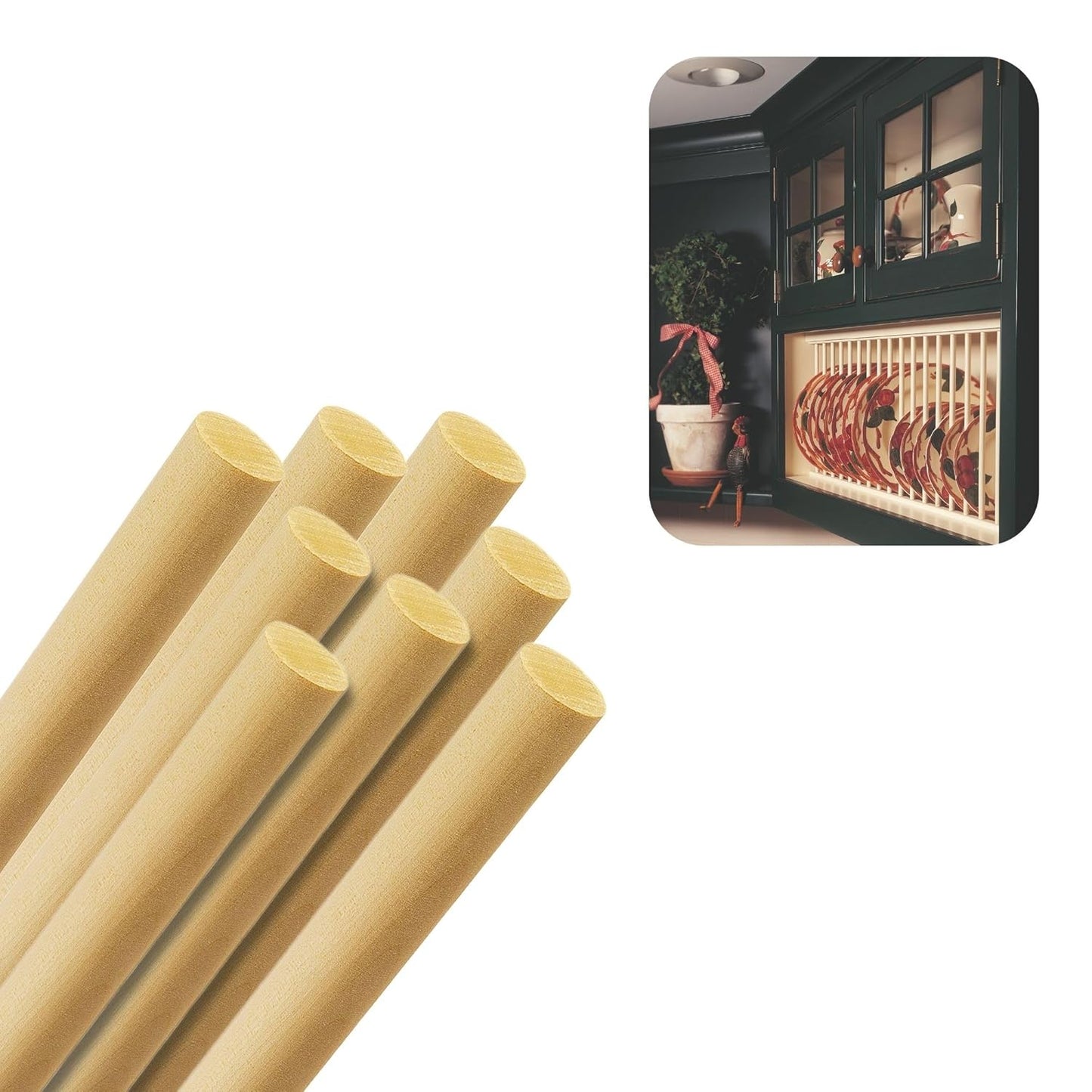 Birch Round Dowels (3/4" x 36", Pack of 8) | Variety of Diameters & Wood Species | Unfinished Wooden Dowel Rods for Crafts & DIY Home Projects | Curtain Rod, Macrame Supplies, Moulding Trim, Flagpole