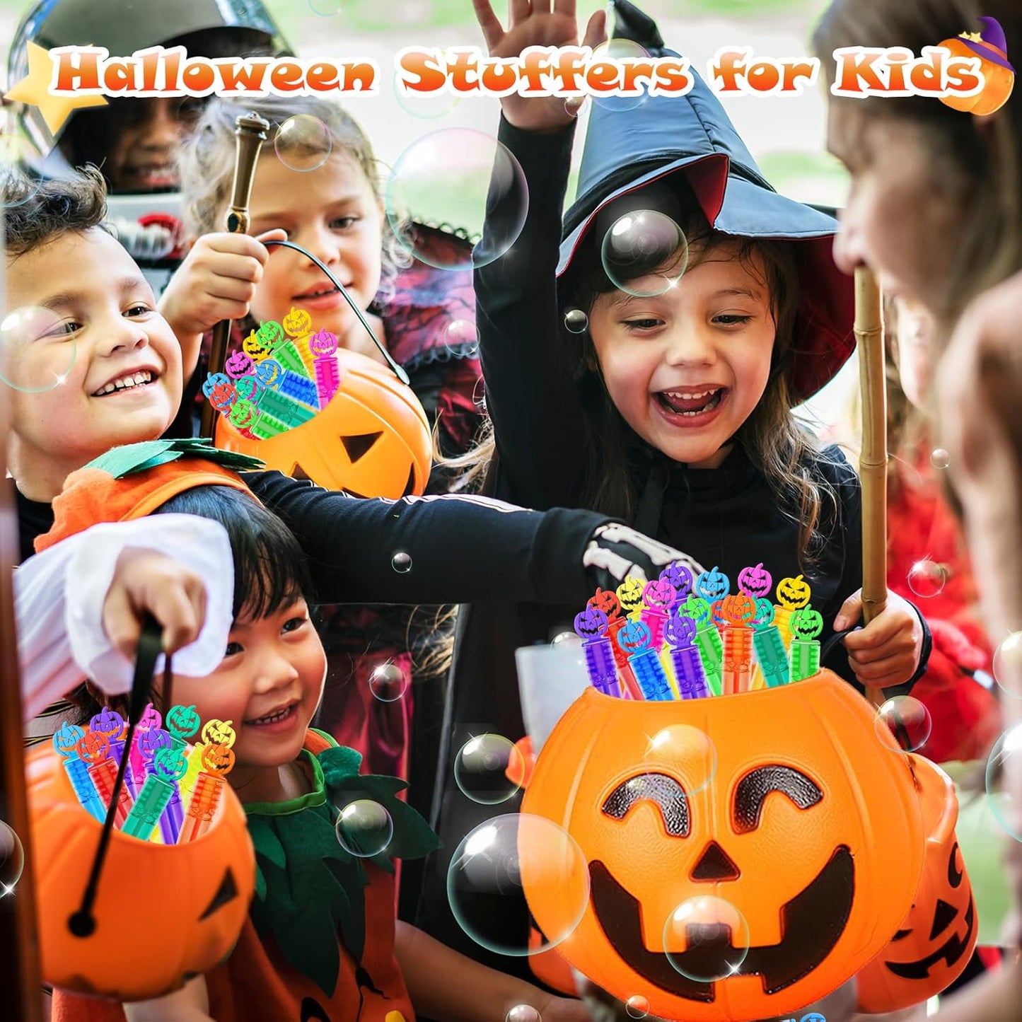 200 Piece Halloween Party Favor Bubbles, Halloween Bubble Wands Bulk for Kids Party Favor Supplies, Trick or Treat Goodie Bags, School Classroom Game Rewards, Halloween Miniatures