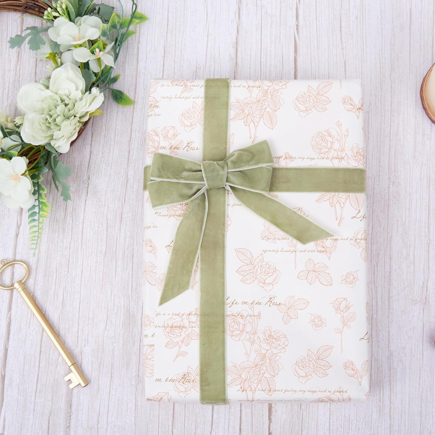 Vintage Sage Green Velvet Ribbon Christmas Ribbon for Gift Wrapping Crafts Christmas Tree Ornaments Garland Decorations, 1 Inch X 25Yd