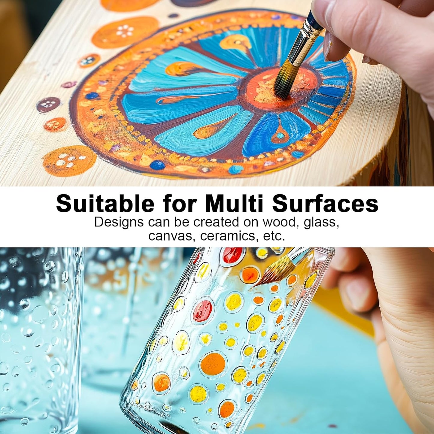 Nicpro 14 Colors Large Bulk Acrylic Paint Set (16.9 oz, 500 ml) Non Toxic Art Painting Supplies for Multi Surface Fabric Canvas Wood Leather Stone, Craft Paint for Kid & Adult with Color Wheel