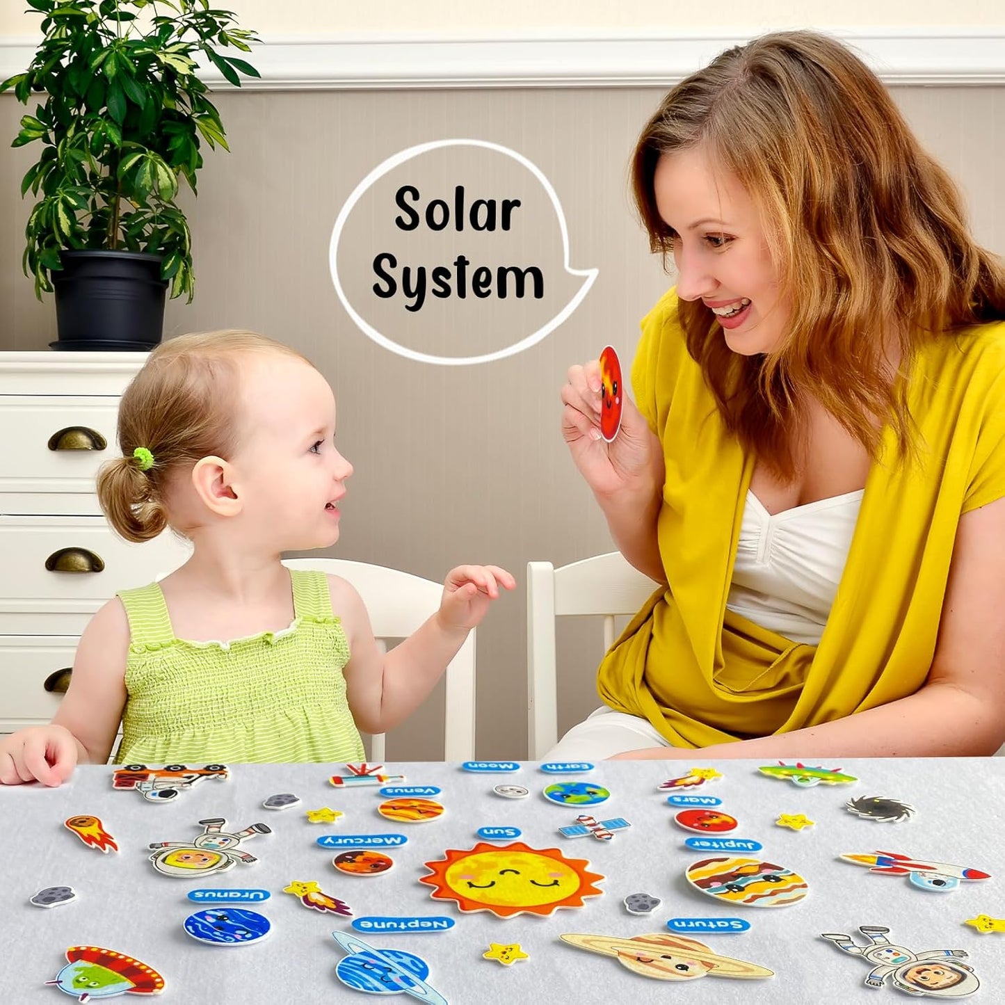PENGFULL Felt Flannel Board Story Pieces for Toddlers Preschool,Kids Interactive Storytelling Teaching Play Kits for Flannel Board or Felt Board,with Words Felt Pieces(Solar System)