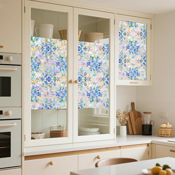 Window Privacy Film Home Room Bathroom Spring Decor Car Decorations One Way Privacy Window Clings Decals Tint Door Cover Rainbow Renter Friendly Stickers Static Cling Stained Glass Windows