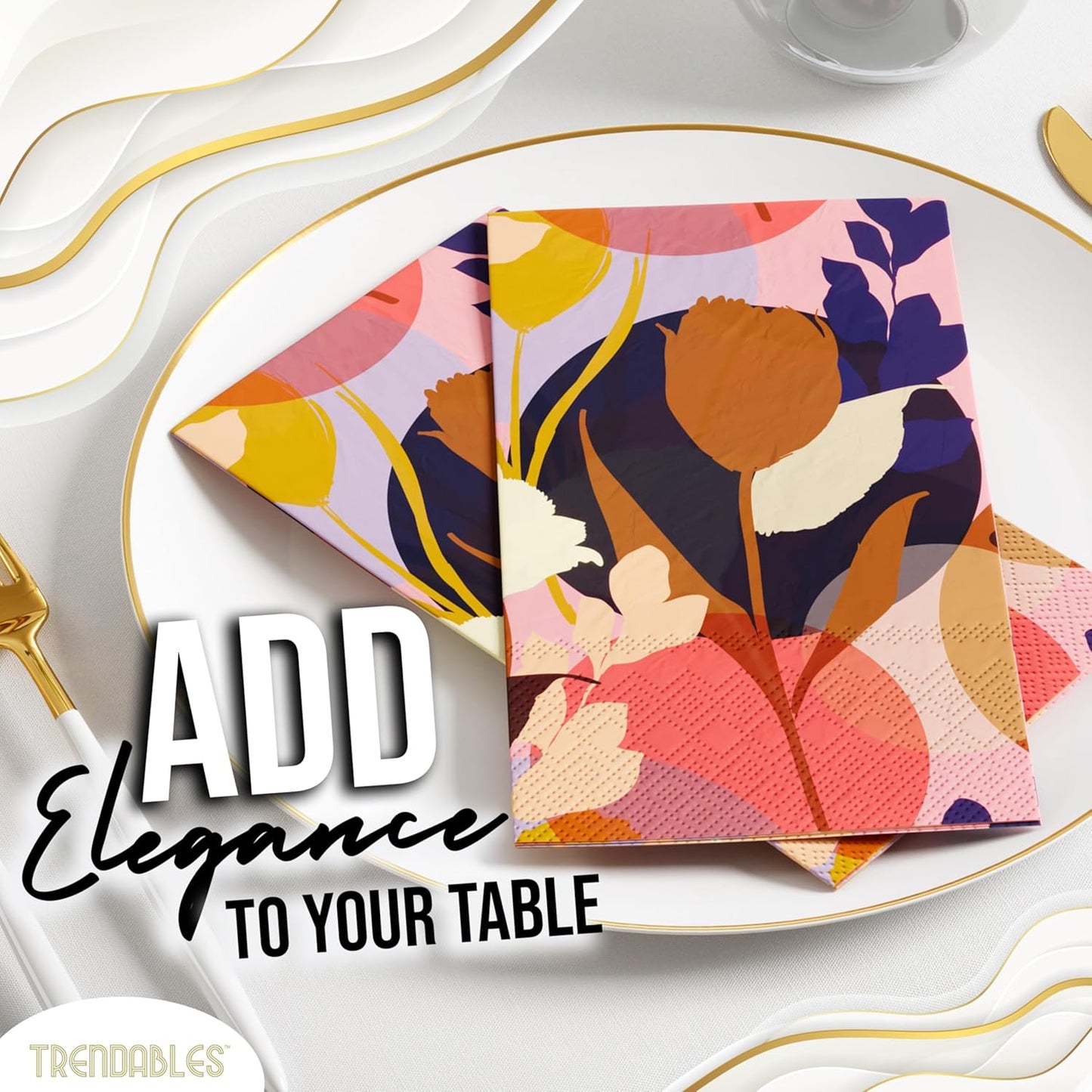 Trendables Floral Napkins for decoupage 100 Pcs 3 Ply floral paper napkins decorative Guest Towels Disposable Bathroom, Flower Design For Tea Party Decorations, Dinners & Weddings