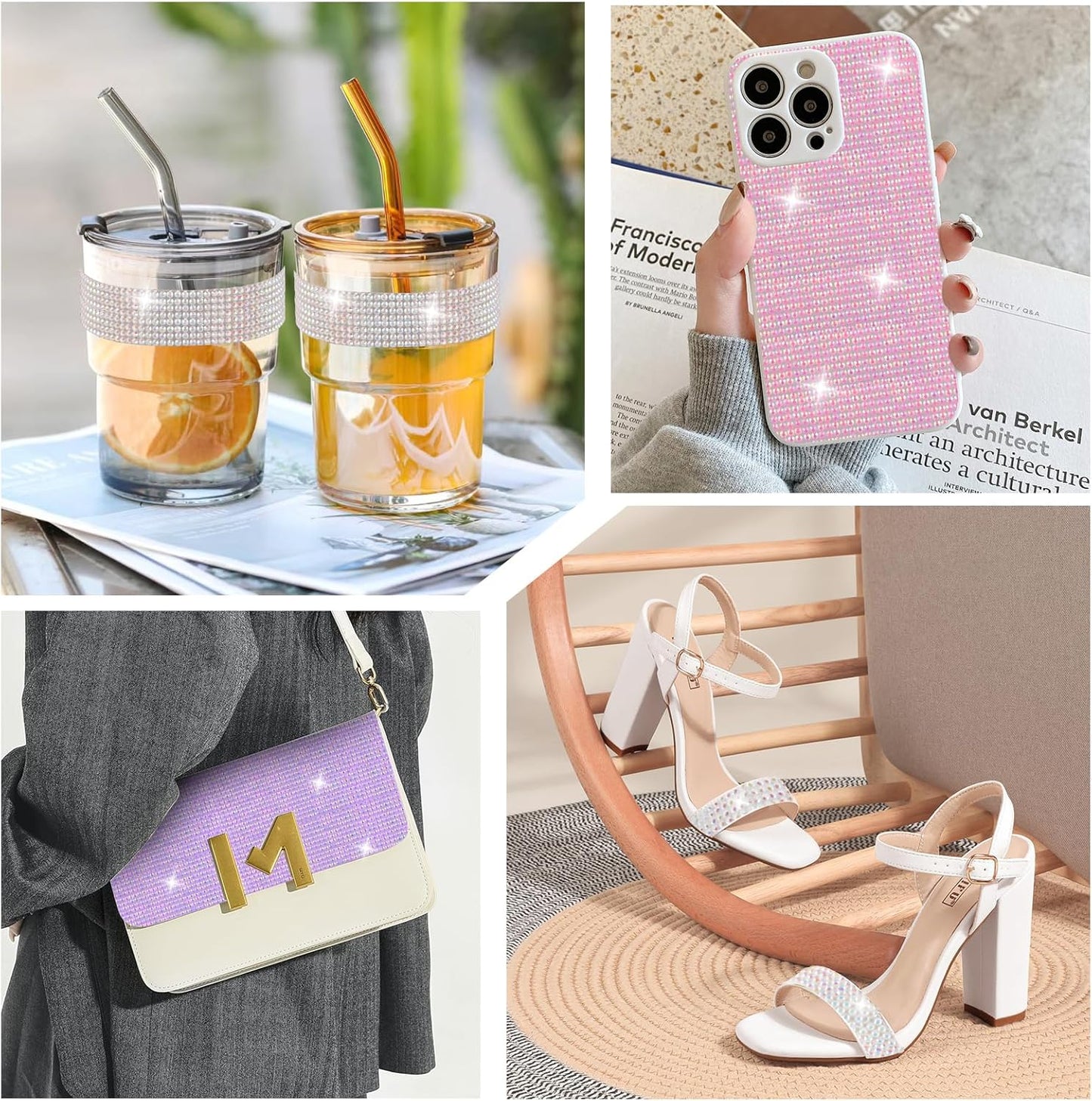 Rhinestone Ribbon Self Adhesive Crystal Rhinestones, 9-Rolls Bedazzling Strips, 9-Yard Rhinestone Strips for DIY Craft, Rhinestones Tape Self Adhesive