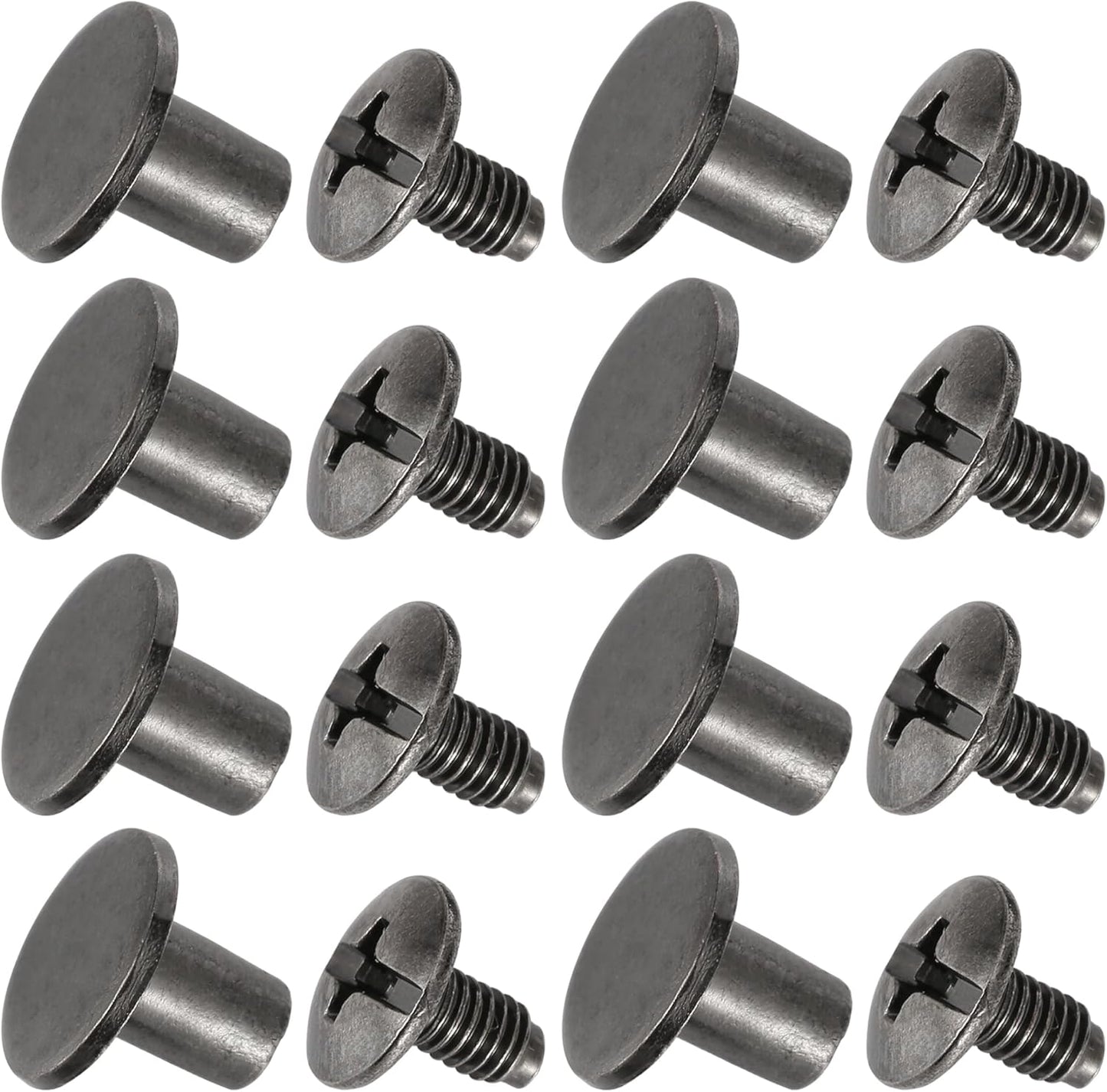 YORANYO 150 Sets 8MM Chicago Screws Leather Rivets for Fabric Chicago Binding Screws Buttons Metal Studs Rivets for Decorate and Repair Belts Bags Shoes Purse Dog Collar Leather Craft (Gun-Metal)