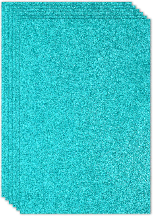 PATIKIL 2mm(1/10") Thick Non Adhesive Glitter Foam Sheet 16x24inch(40x60cm) Blue Green, EVA Shiny Foam Board for Craft, 6 Pcs