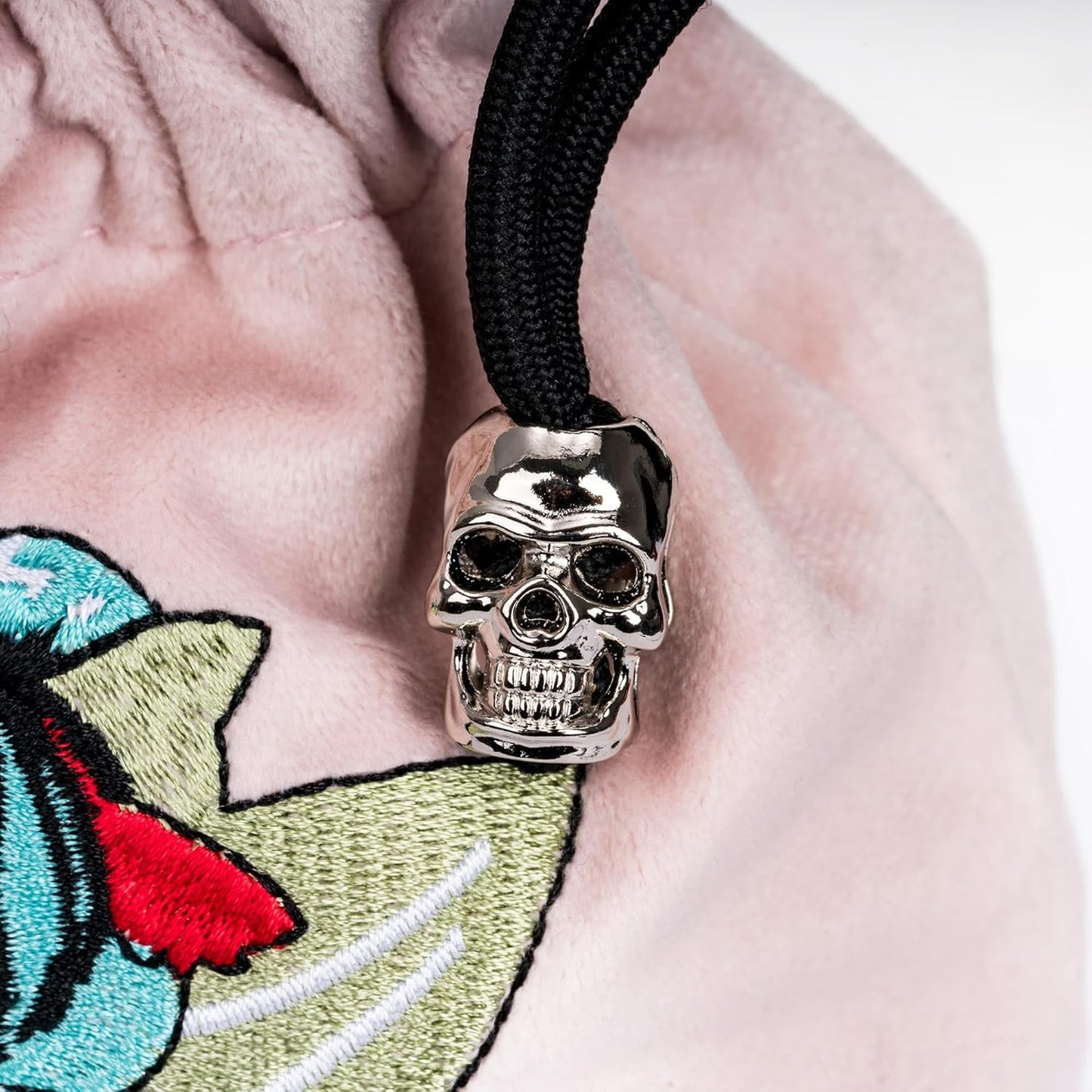 Large DND Dice Bag, Pink Storage Bag with Elf Pattern for D&D Role Playing Games Tabletop Games - Capacity 100+ Polyhedral Dice