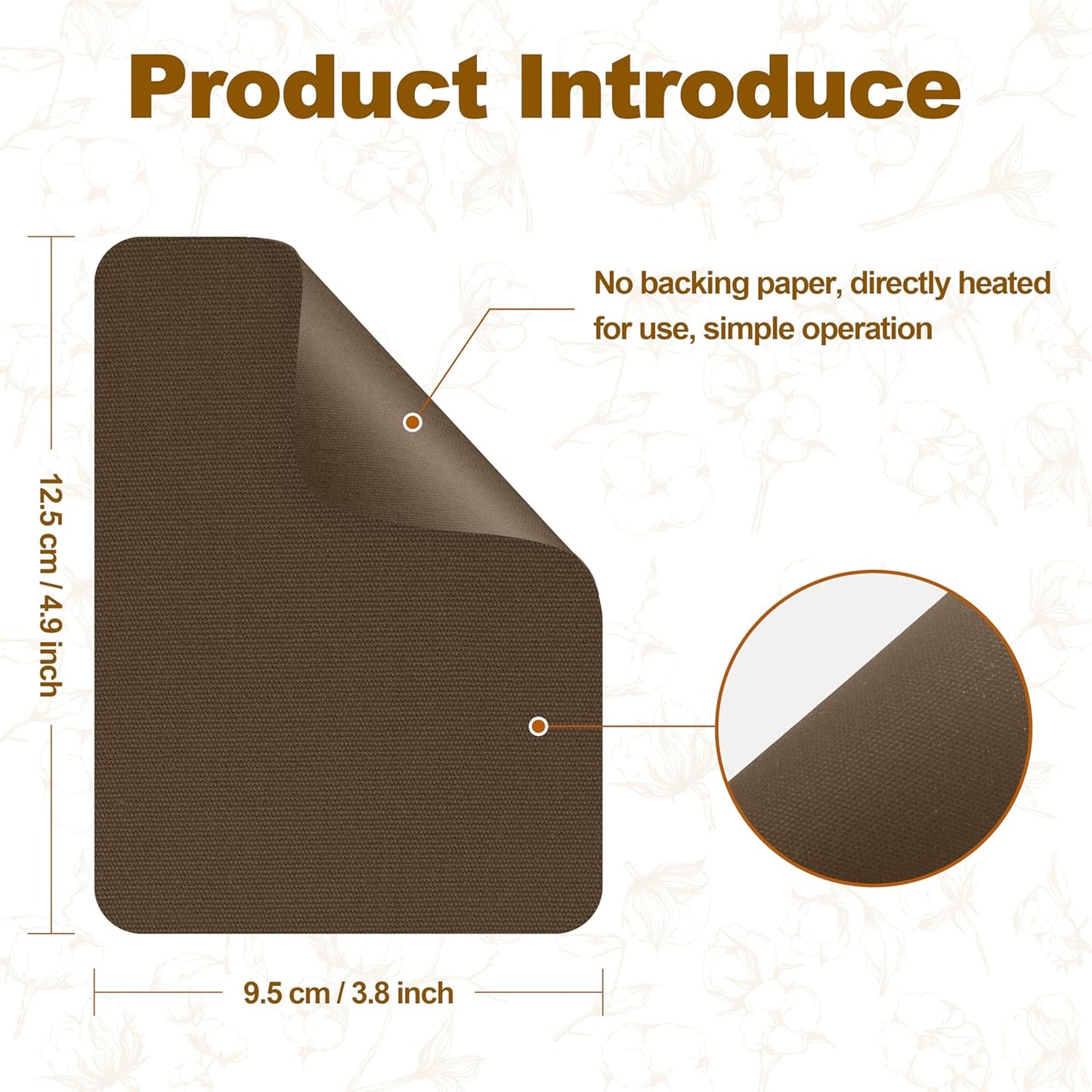 Iron on Patches, 8 Pieces Iron on Canvas Patches, Fabric Patches for Couch, Tent, Clothing, Seat, Canvas Repair Decorating Kit 3.7" by 4.9" (9.5 cm x 12.5 cm, Brown)