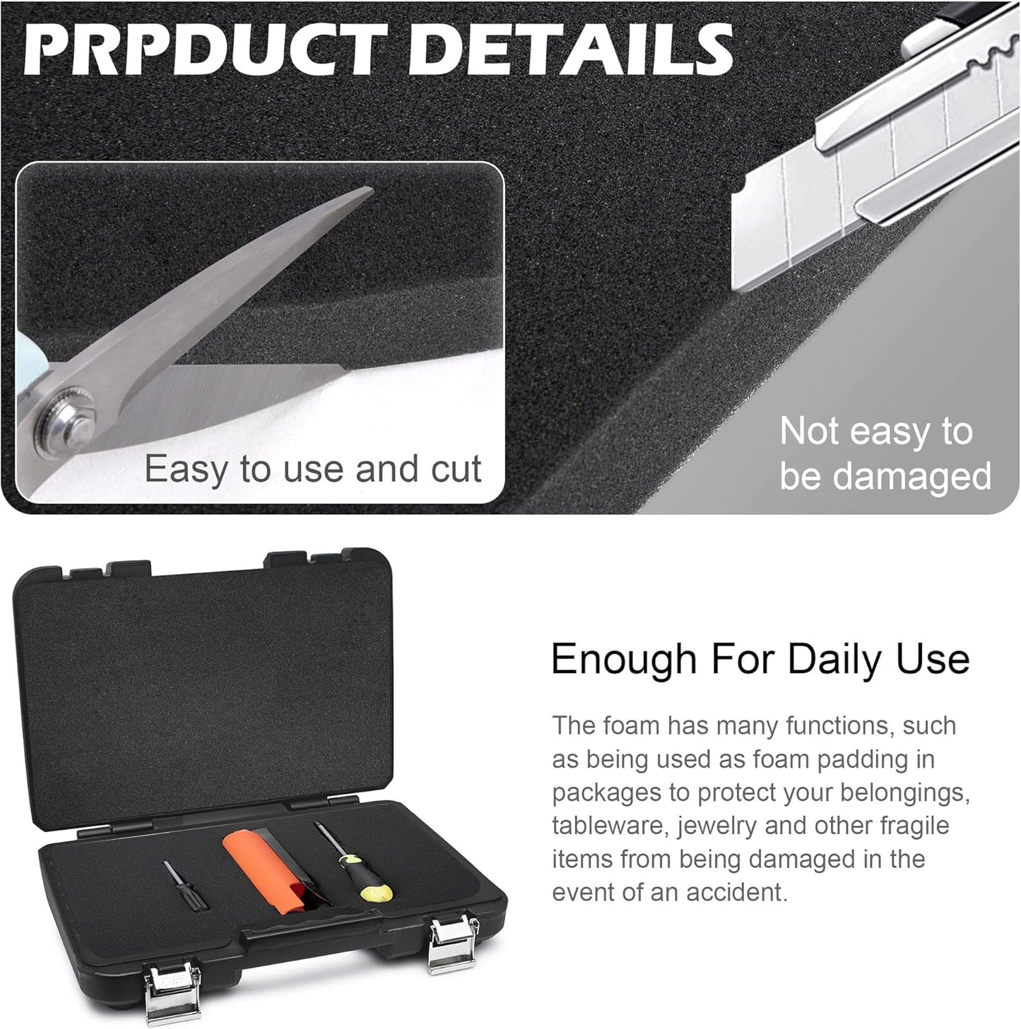 2 Pcs Polyurethane Foam Sheet- 16 x 12 x 1.5 Inch Cuttable Foam Inserts for Cases- Packing Foam Pads for Toolbox Camera Storage and Crafts