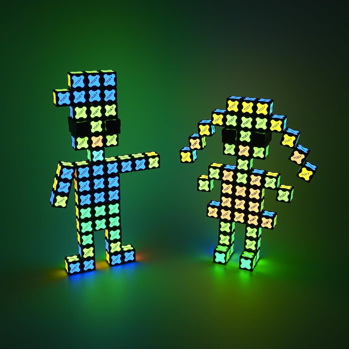 TOSY Magnet Cube 2x2 - 8 Blocks, 2 in 1 Toy: 2x2x2 Puzzle Cube and Customizable Infinity Cube, Glowing, UV Flashlight, Fidget/STEM/STEAM Magnet Tiles Birthday Gift for Kids/Teens/Adults, 2-Pack