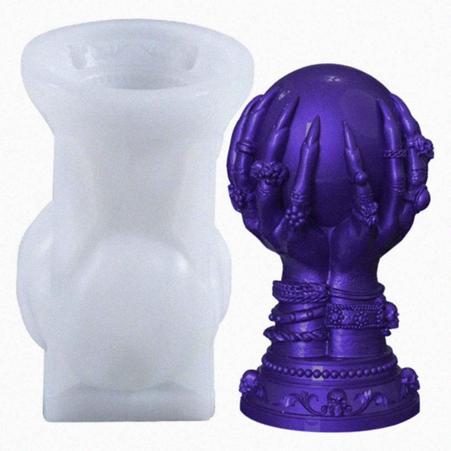 Ball & Claw Skull Rose Candle Molds - 3D Silicone Molds for Resin, Clay & Cake Making - Craft Supplies