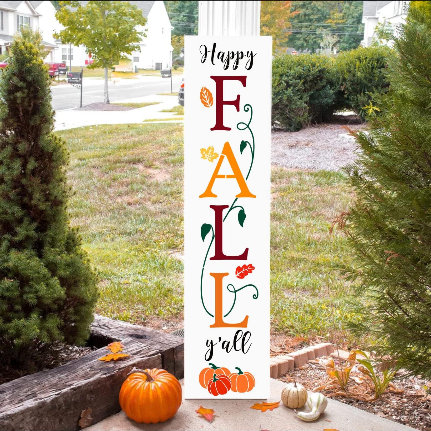 Fall Stencils for Painting on Wood Reusable Pumpkin Stencil Thanksgiving Drawing Templates Large Welcome/Happy Fall Y’All Porch Sign