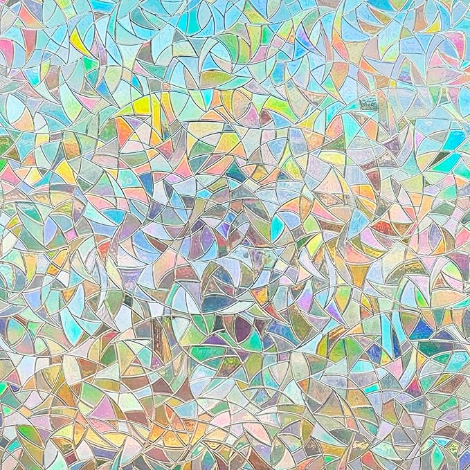3D Prism Window Film Translucent Decorative Rainbow Sliding Glass Door Tint Covers Static Cling No Residue Heat Control Anti UV Removable Décor Coverage for Kitchen Bedroom Living Room,23.6x78.7in.