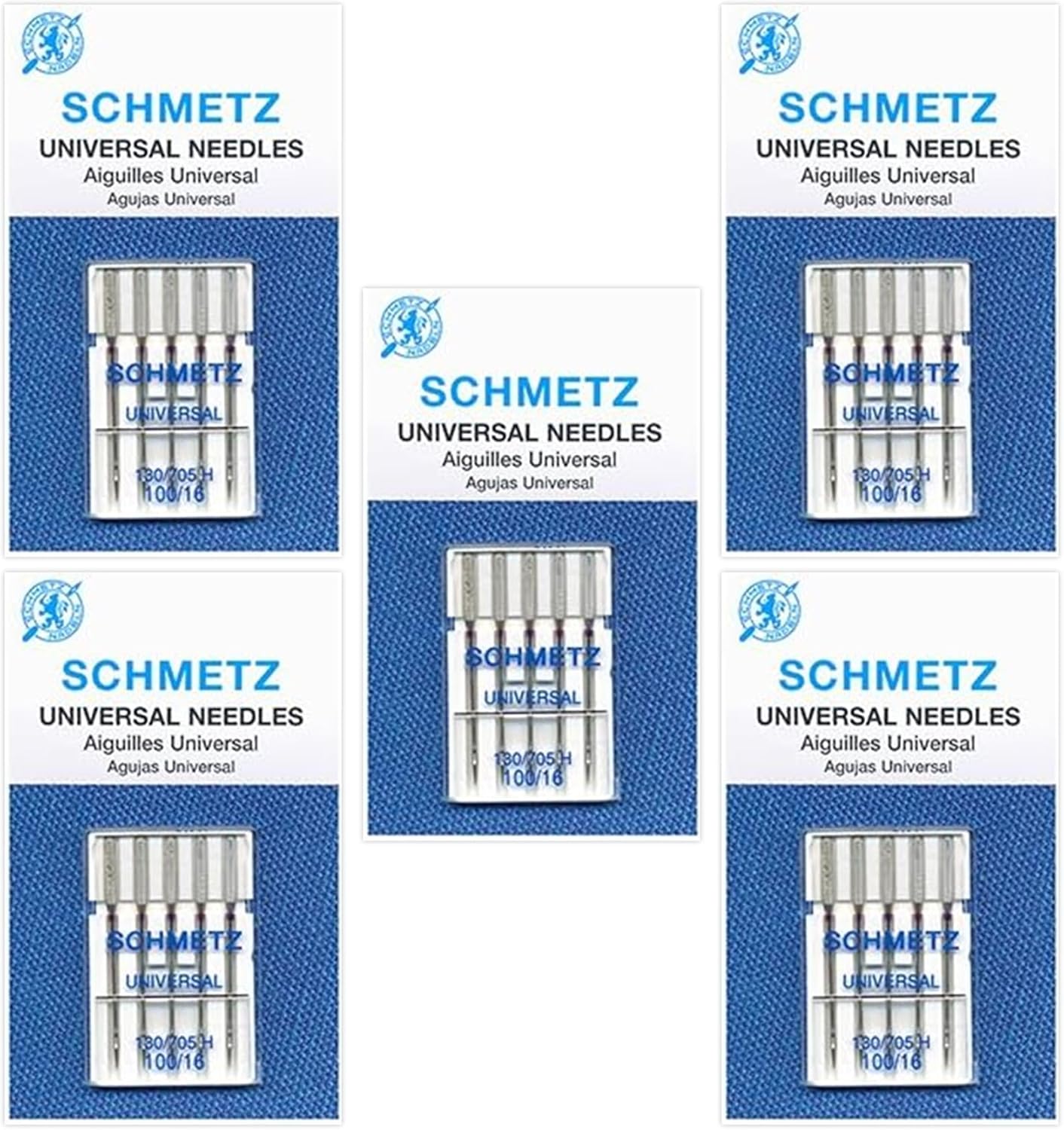SCHMETZ Universal Sewing Machine Needles - Heavy Duty Multi Purpose Sewing Needle, Size 100/16, 5-Needle Card, Pack of 5