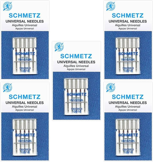 SCHMETZ Universal Sewing Machine Needles - Heavy Duty Multi Purpose Sewing Needle, Size 100/16, 5-Needle Card, Pack of 5