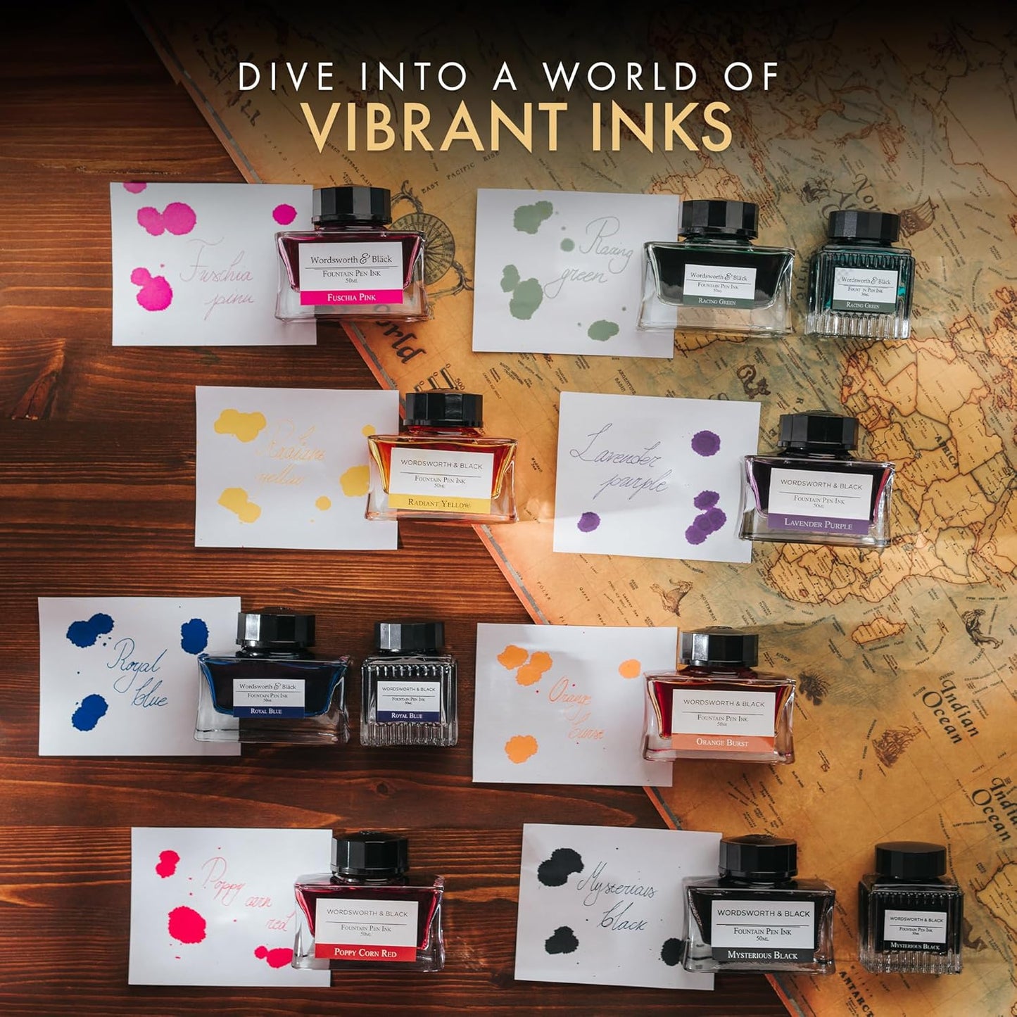 Wordsworth and Black Fountain Pen Ink Bottle (50 ml) Premium Luxury Edition, [Royal Blue] Fountain Pens Bottled Ink; Classic Designed Bottle Smooth Flow 50 ml