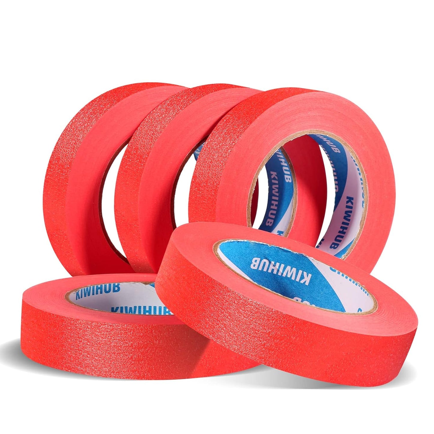Red Painters Tape,1” x 60 Yds x 5 Rolls (300 Yards Total) - Medium Adhesive Masking Tape for Painting,Labeling,DIY Crafting,Decoration and School Works