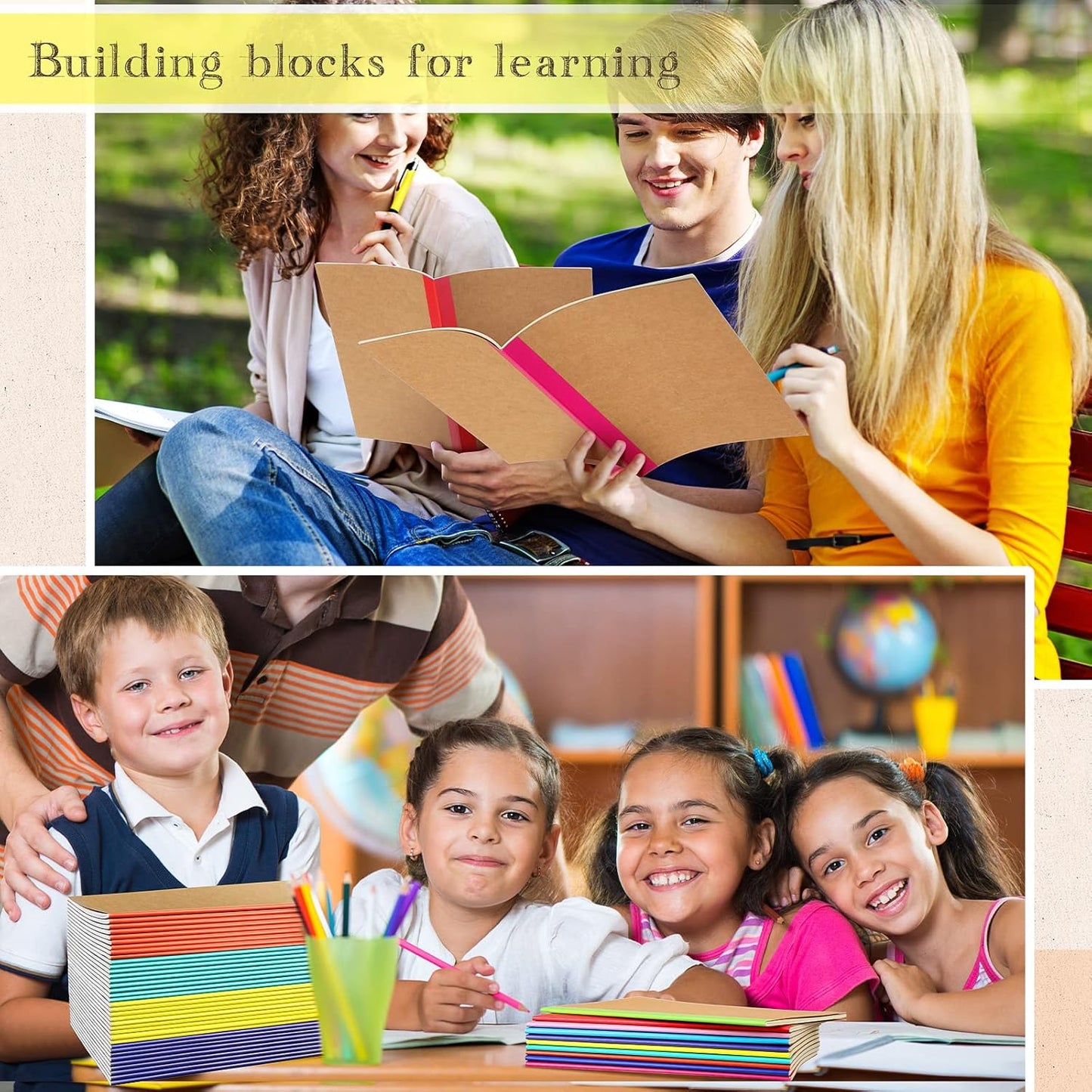 Handepo 100 Pack Composition Notebooks A5/A6 Ruled Lined Composition Kraft Notebooks Bulk Soft Cover Journals Travel Diary Memo for Students Classroom Office Supplies(A5,Colourful)