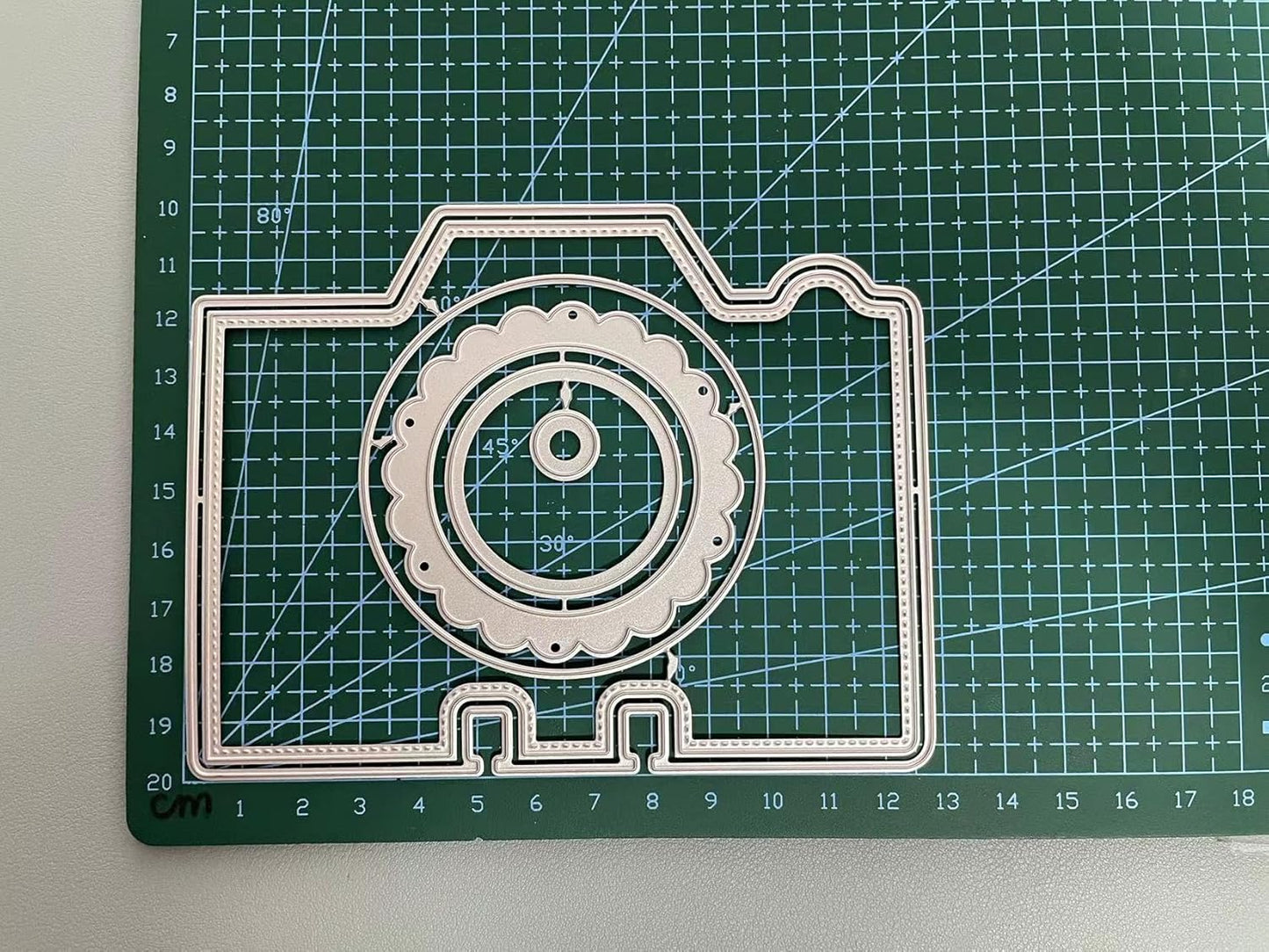 Mvchifay Cutting Dies Happy Birthday Holiday Thanks Greetings Metal Stencils Scrapbooking Tool Love Heart DIY Carbon Steel Embossing Template for Paper Card Making (Camera-10x12.8cm)