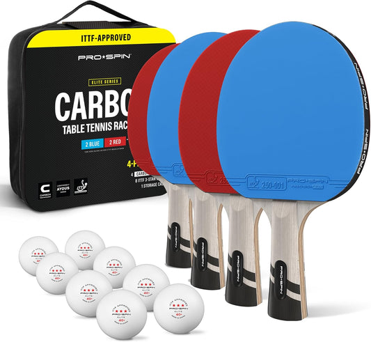 PRO SPIN Ping Pong Paddles - Professional Level Table Tennis Rackets with Carbon Fiber for Superior Control | 7-Ply Blade, Premium Rubber, 2.0mm Sponge | Includes Protector Case