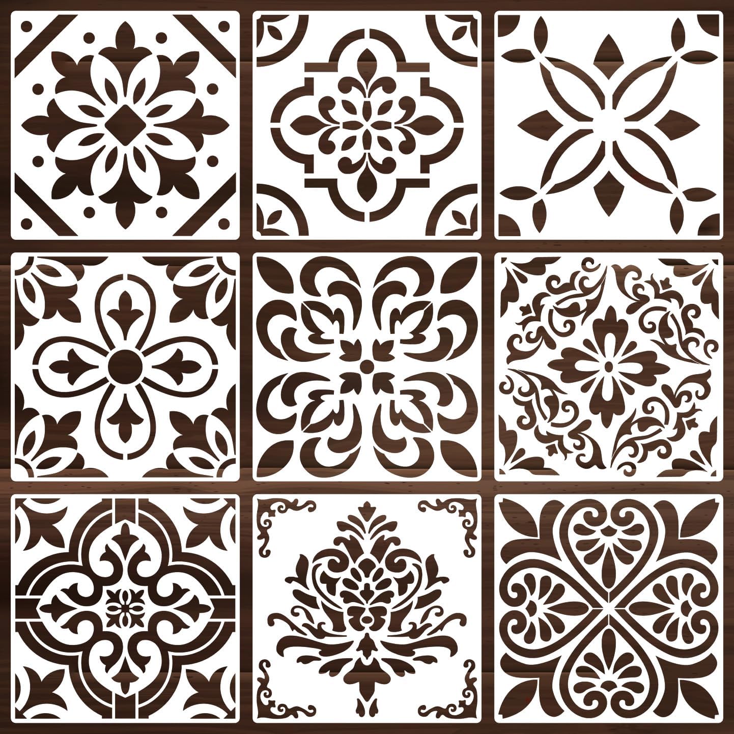 Reusable Tile Stencil 12inch Wall Stencils for Painting Large Pattern Drawing Templates for Wall Floor Home Decors