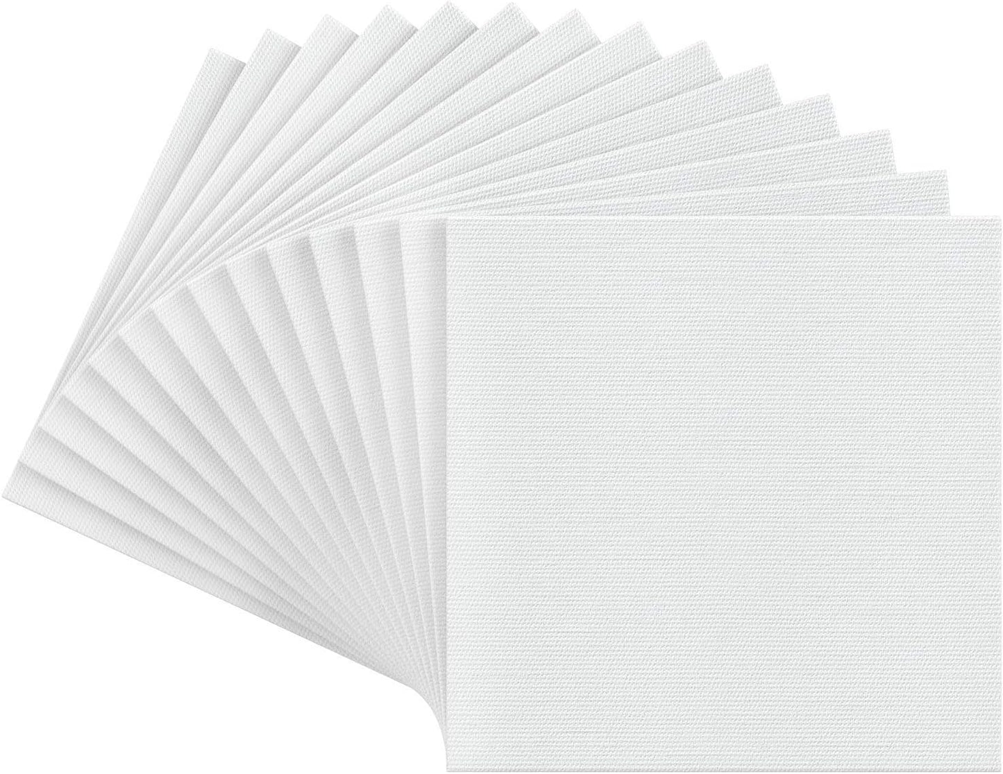 ARTEZA Canvas Panels 8x8 Inch, White Blank Pack of 14, 100% Cotton, 12.3 oz Primed, 7 oz Unprimed, Acid-Free, for Acrylic & Oil Painting, Professional Artists, Hobby Painters & Beginners