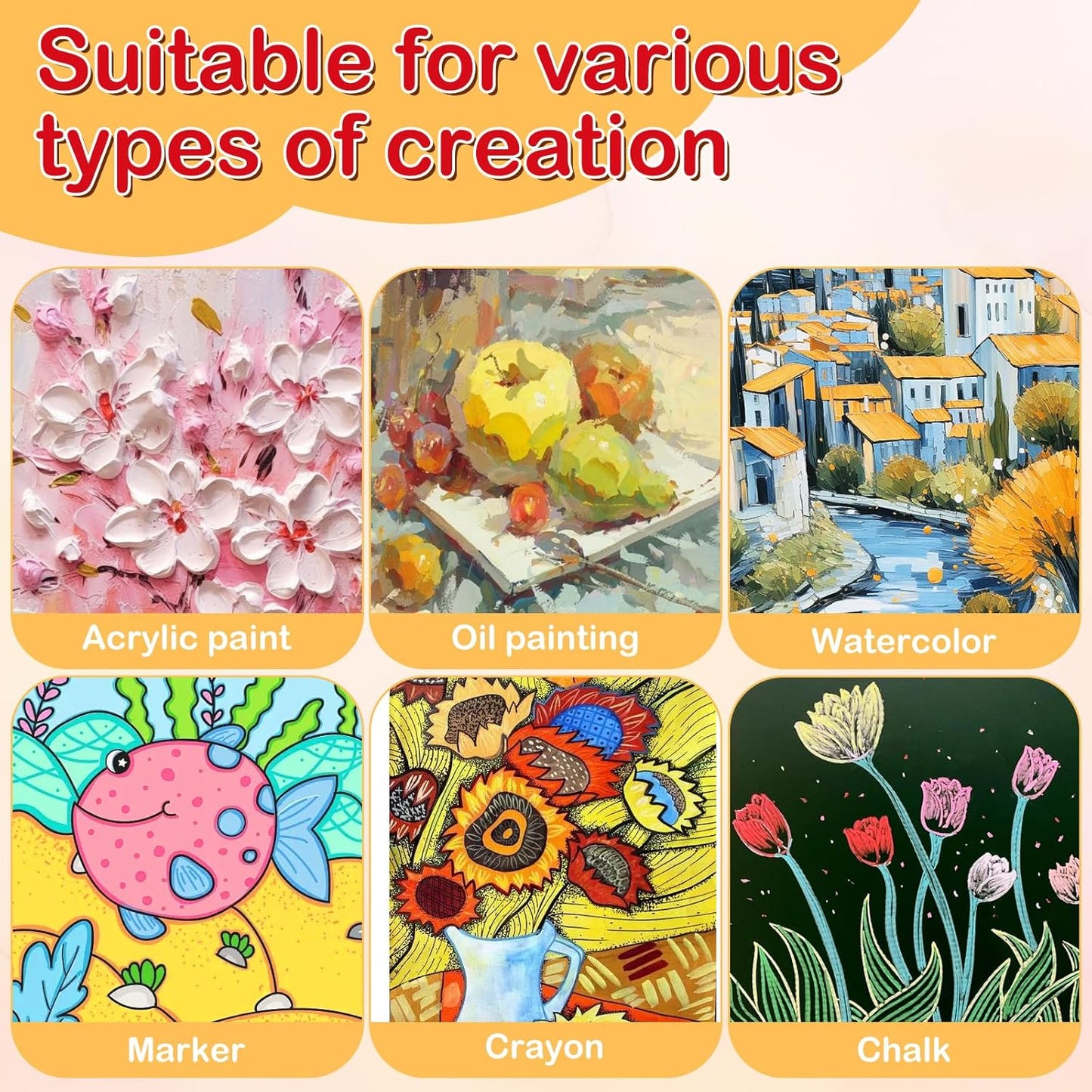 ESRICH Small Canvases for Painting 6x6 inch, 12 Pack Canvas Boards Cotton Painting Canvas Primed Acid Free Mini Blank Canvas Panels for Oil Paint,Watercolor,Acrylic Paint,Gouache&Tempera., White