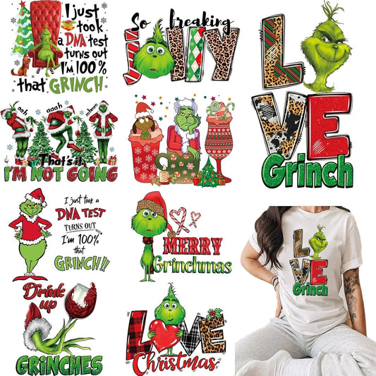 Christmas Iron on Decals Transfer, Funny Christmas Heat Transfer Stickers Iron on Patches for Clothes T-Shirts Pillow Cover Hoody Bag Xmas DIY Craft Supplies Vinyl Stickers