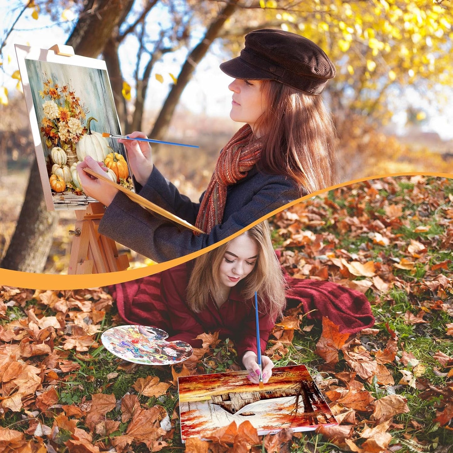 Zhanmai 12 Pack Pre Drawn Canvas for Painting Sip and Paint Kit 8" x 10" Paint Party Set Canvas Painting Pre Printed Canvases for Party Favor DIY Virtual Adult's Date Night (Harvest Autumn)