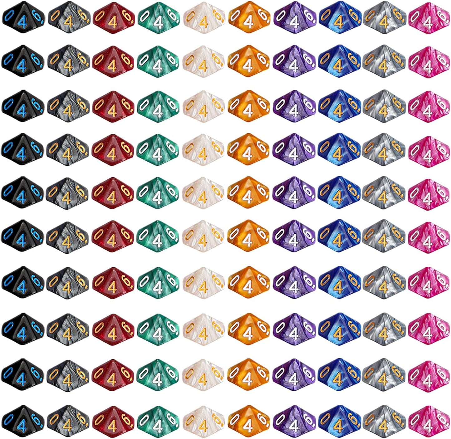 CiaraQ DND Polyhedral Dice (100pcs) with A Dice Bag Compatible with Dungeons and Dragons DND RPG MTG Role Playing Table Games (D10 dice, 10 colors-100 pcs)