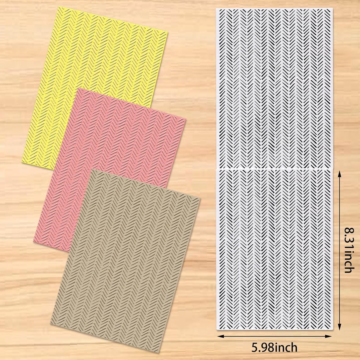 Glodecart Chevron Herringbone Background Embossing Folder, Plastic Textured Impressions Basic Pattern Chevron Embossing Folder Template for Card Making Scrapbooking Paper Craft Album Stamps DIY Décor