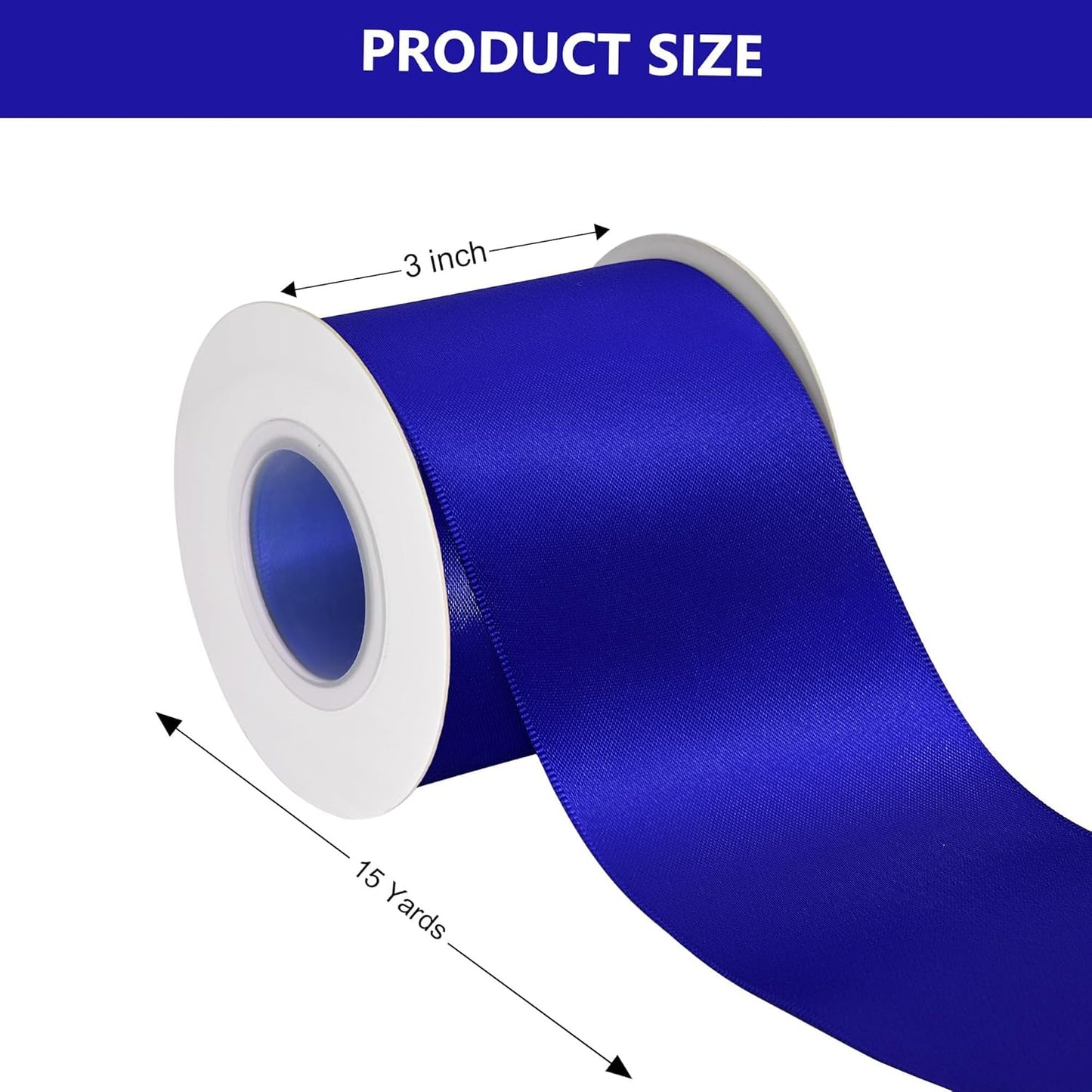 Cobalt Blue Satin Ribbon 3 Inch X 15 Yards Solid Color Double Faced Ribbons Perfect for Crafts Wedding Decor Bow Making Arts Sewing and More