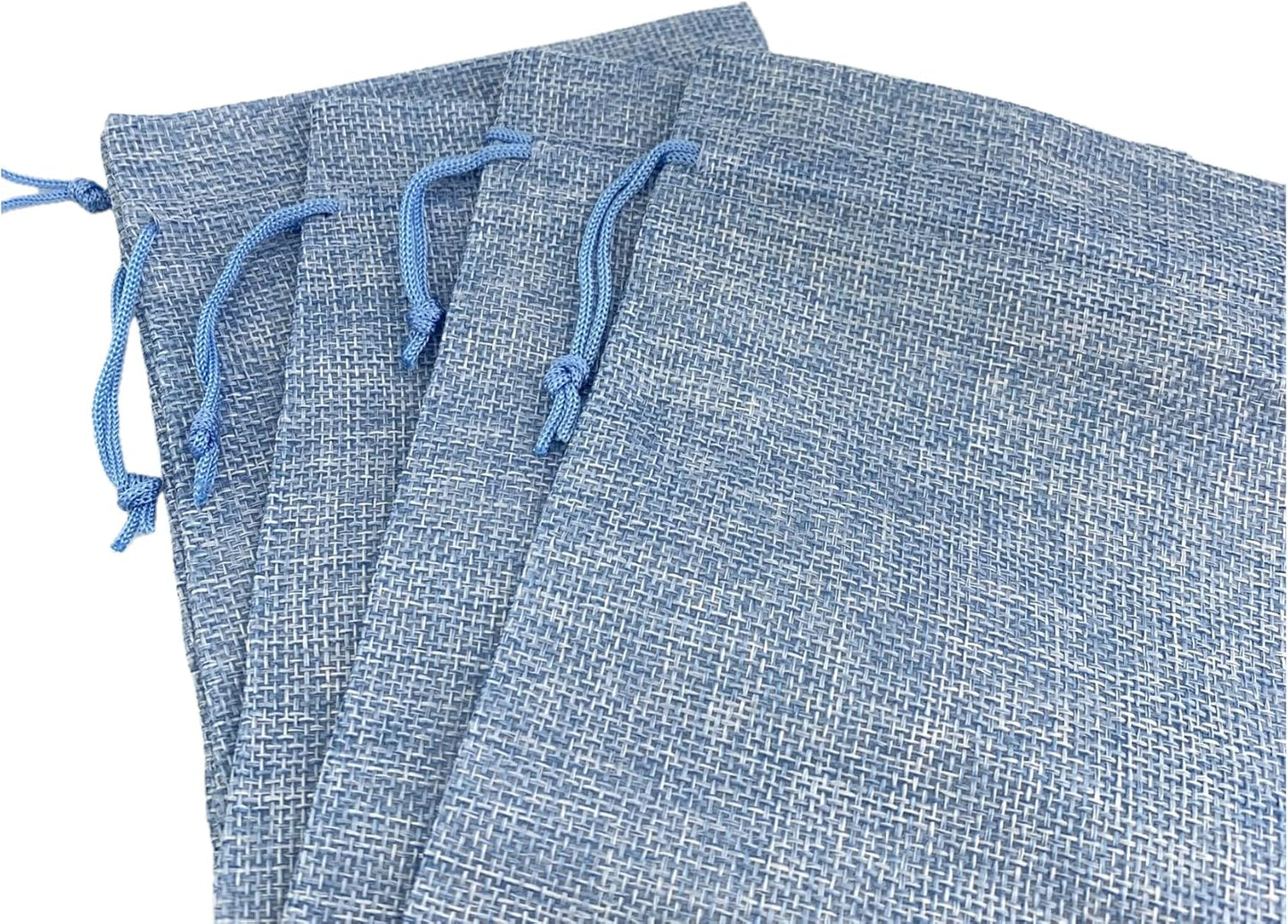 Palmhomee Pack of 25 Burlap Gift Bags with Drawstring Linen Jewelry Pouches Wedding Hessian Jute Bags for Birthday and Treat Pouches Party Wedding Favors Gift (5x7 Inch, Sky Blue)